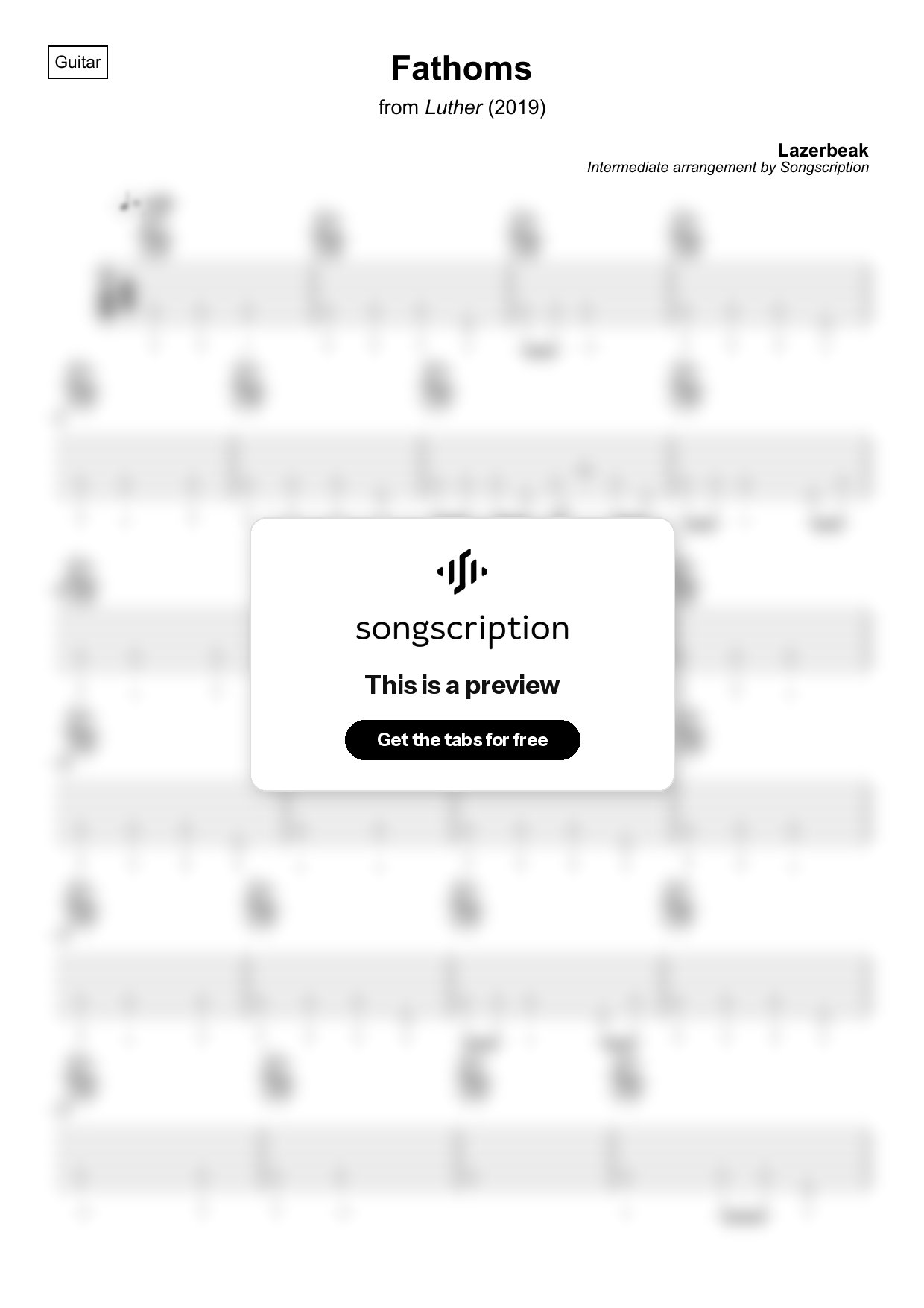 Intermediate Acoustic Guitar Tabs for "Fathoms" by Lazerbeak