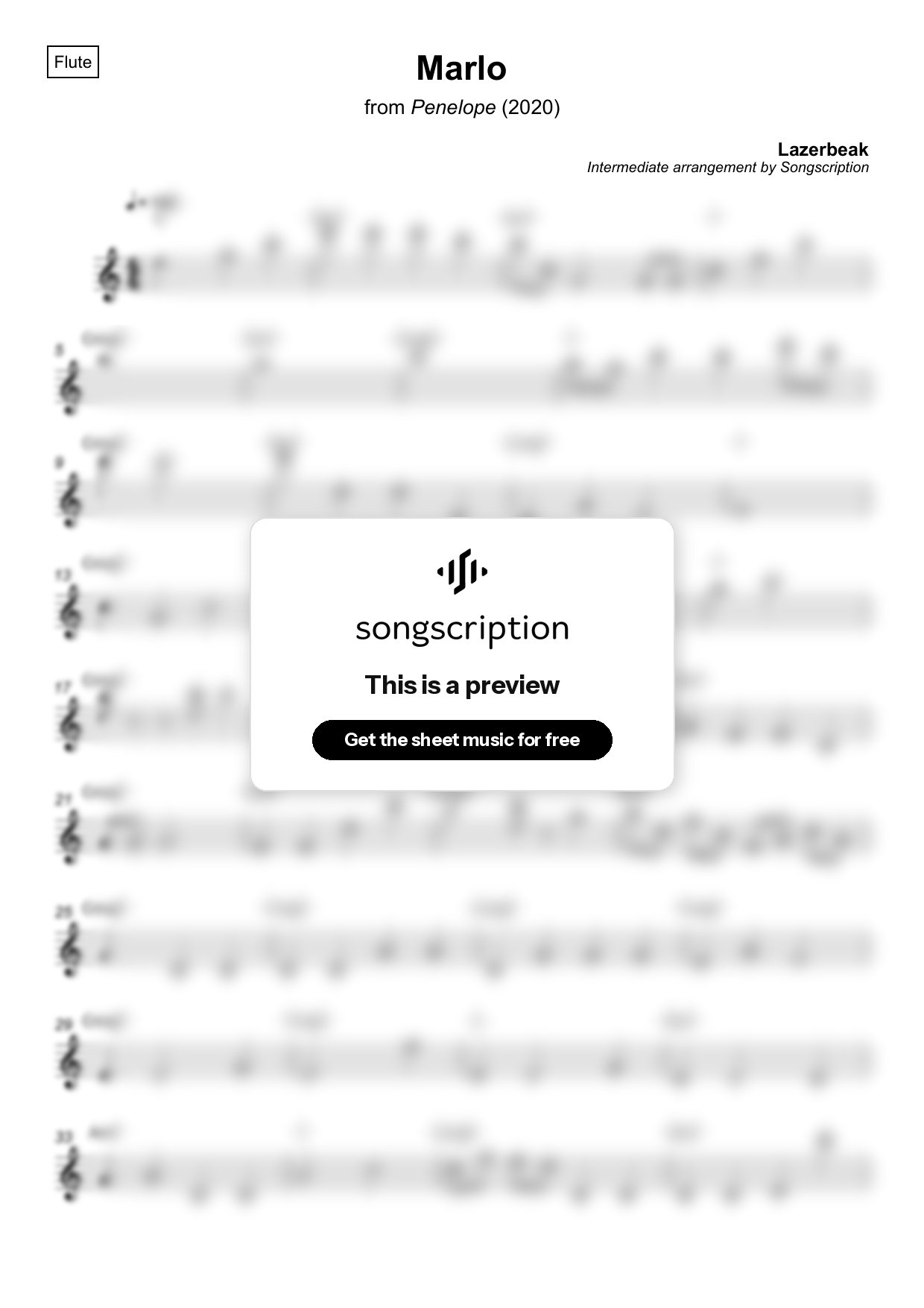 Intermediate Flute Sheet Music for "Marlo" by Lazerbeak