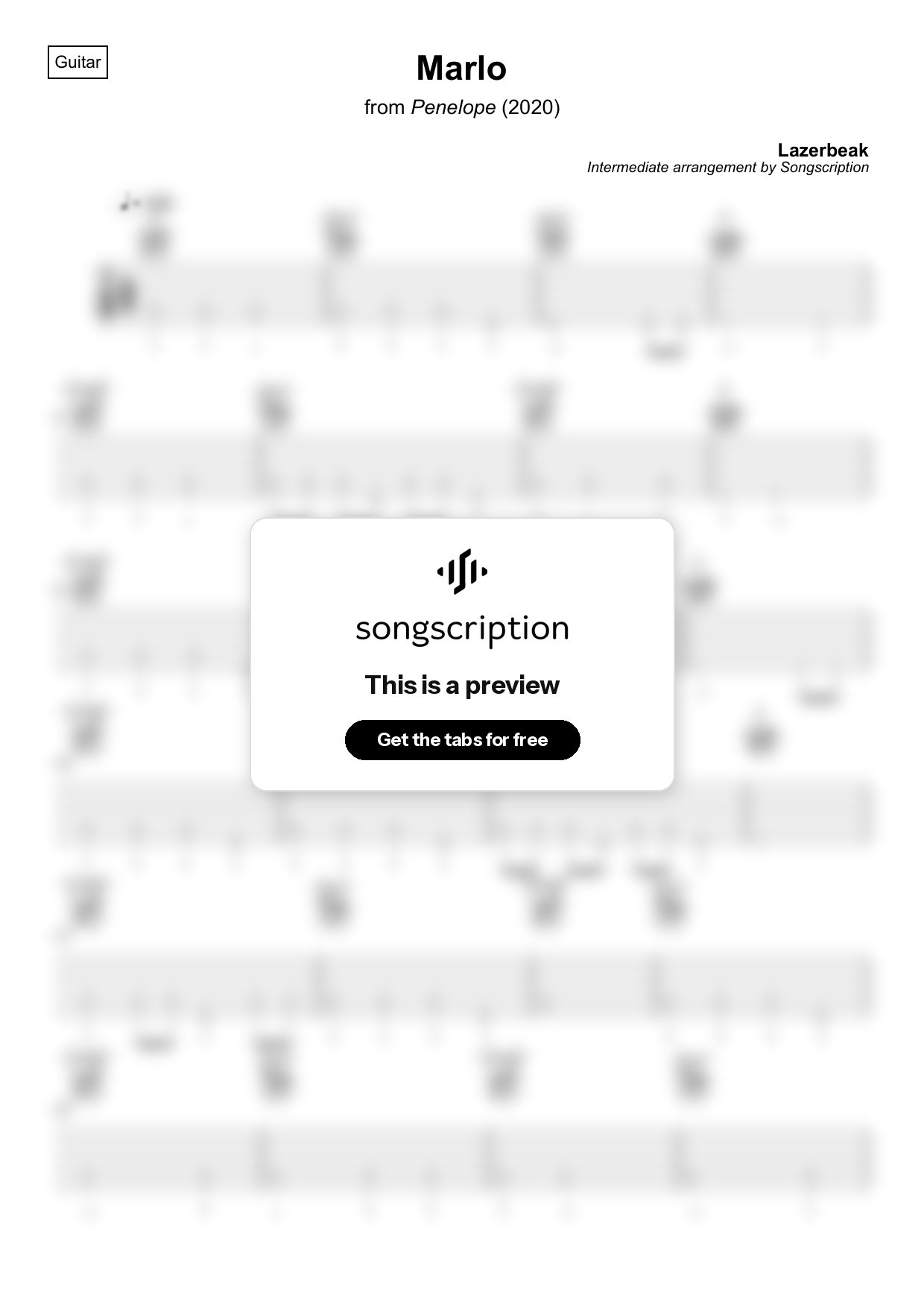Intermediate Acoustic Guitar Tabs for "Marlo" by Lazerbeak