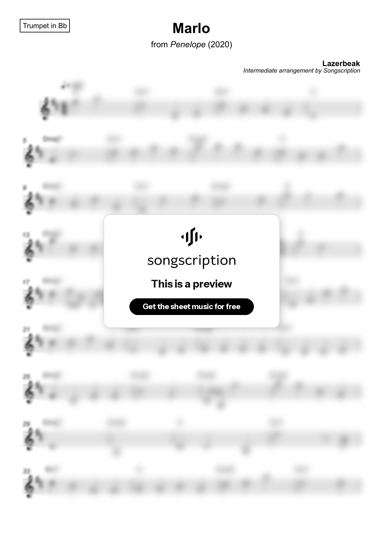 Intermediate Trumpet Sheet Music for "Marlo" by Lazerbeak