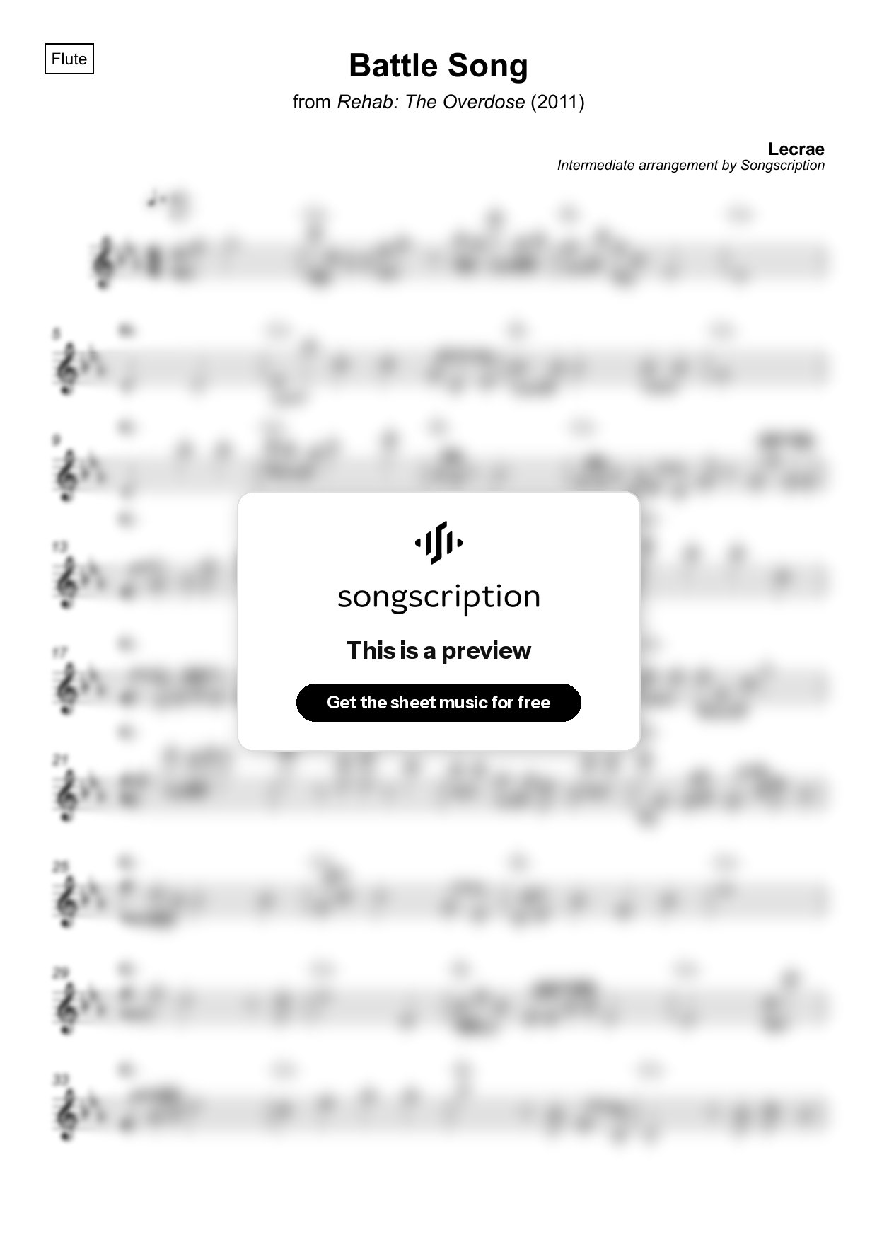Intermediate Flute Sheet Music for "Battle Song" by Lecrae
