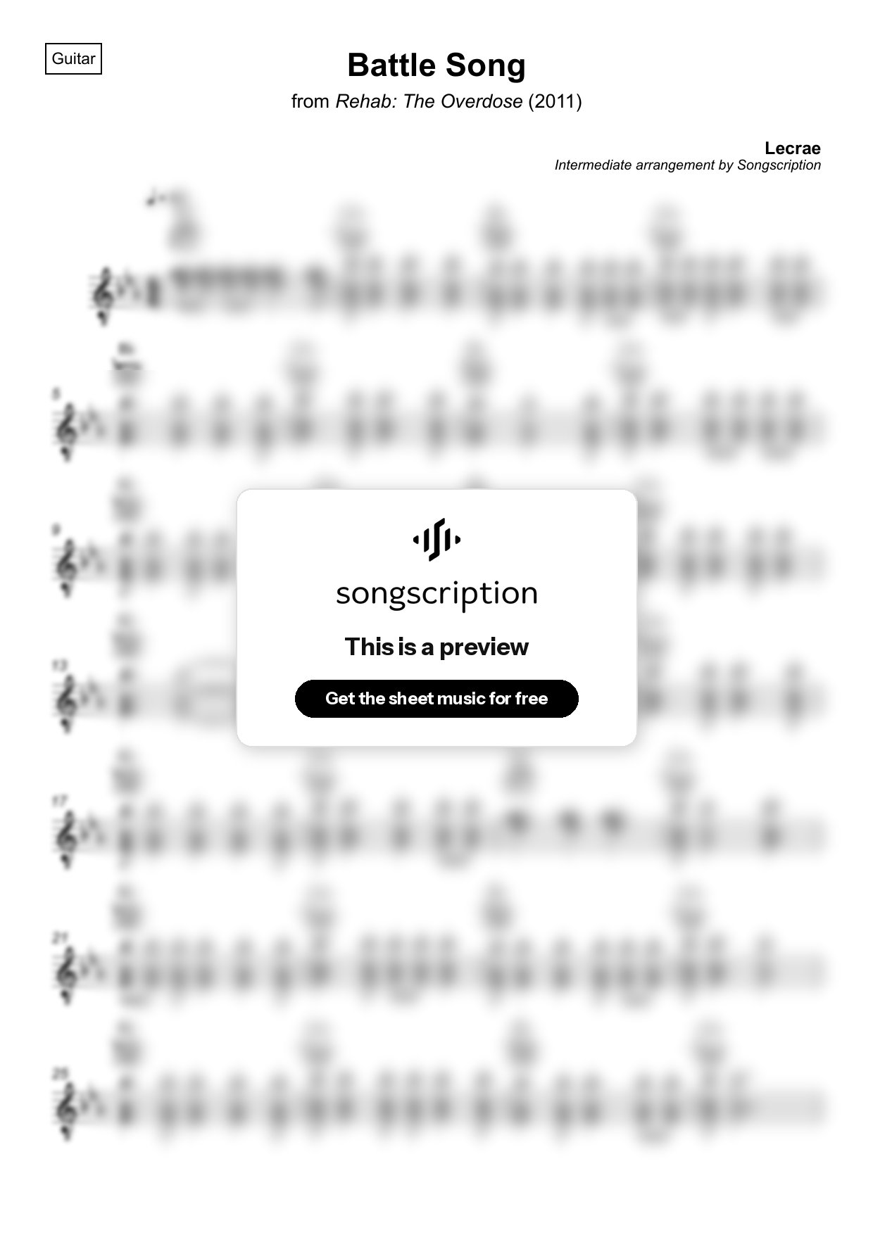 Intermediate Acoustic Guitar Sheet Music for "Battle Song" by Lecrae