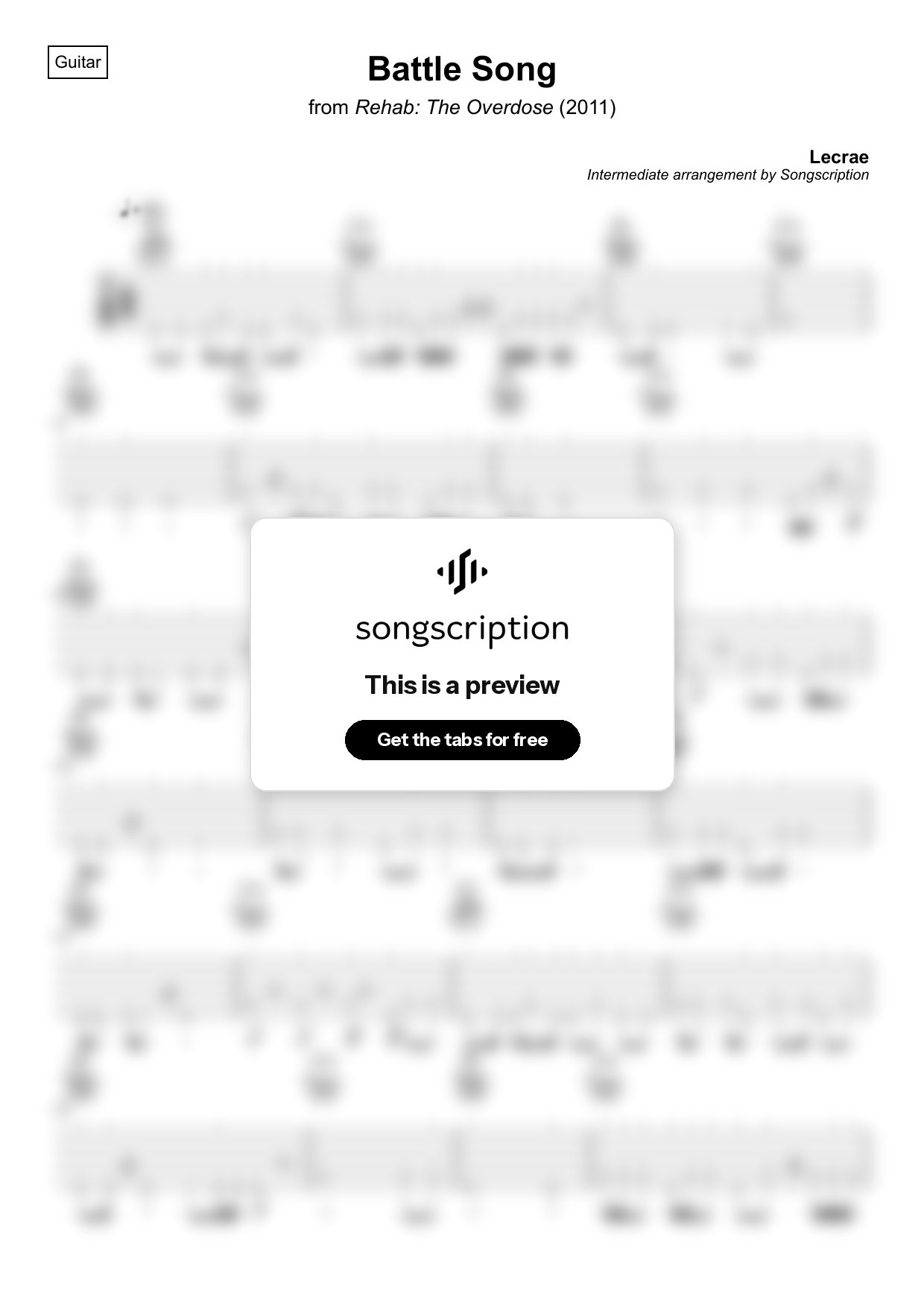 Intermediate Acoustic Guitar Tabs for "Battle Song" by Lecrae