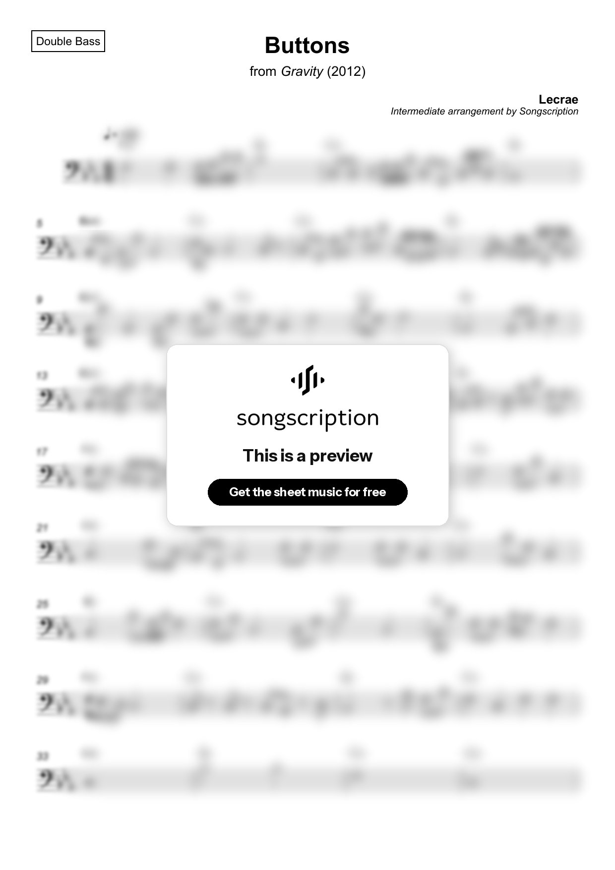 Intermediate Double Bass Sheet Music for "Buttons" by Lecrae