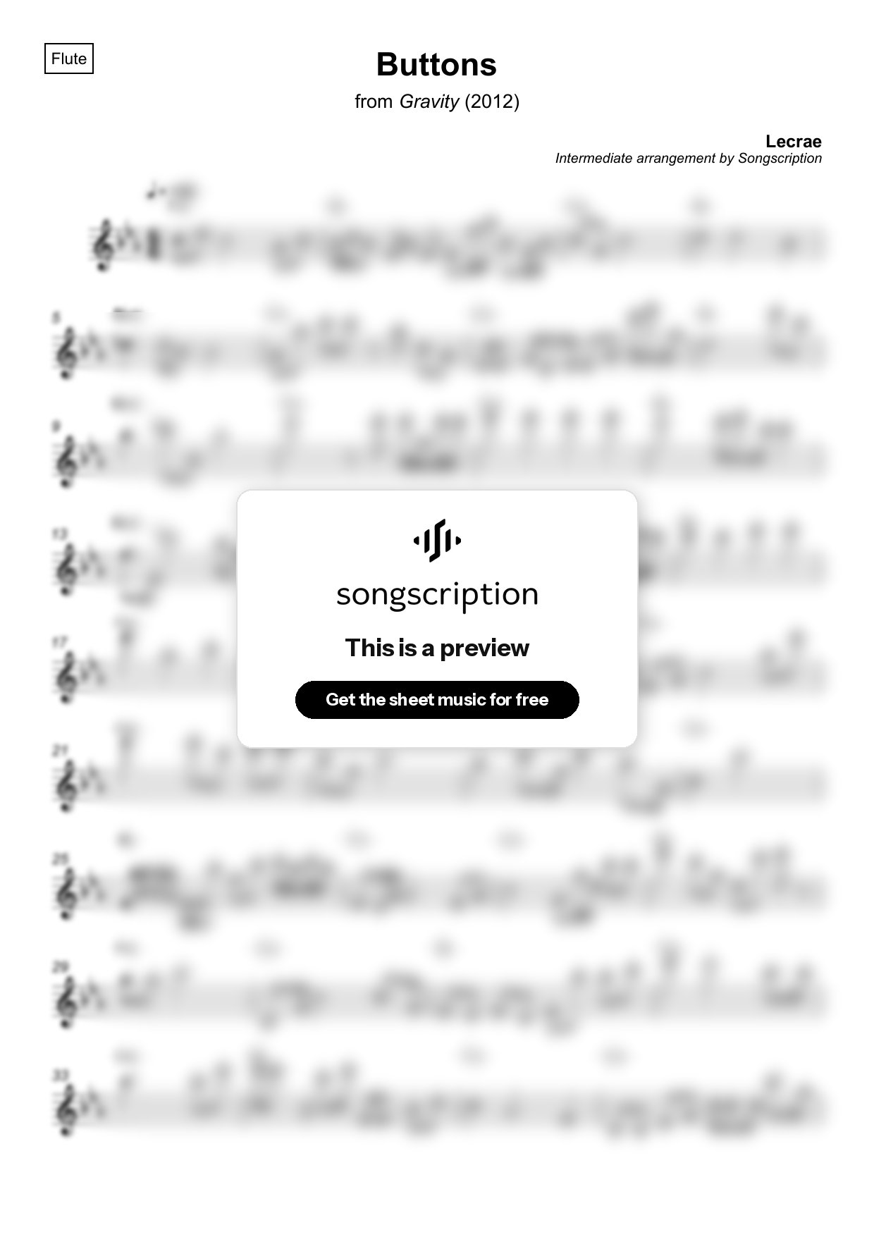Intermediate Flute Sheet Music for "Buttons" by Lecrae
