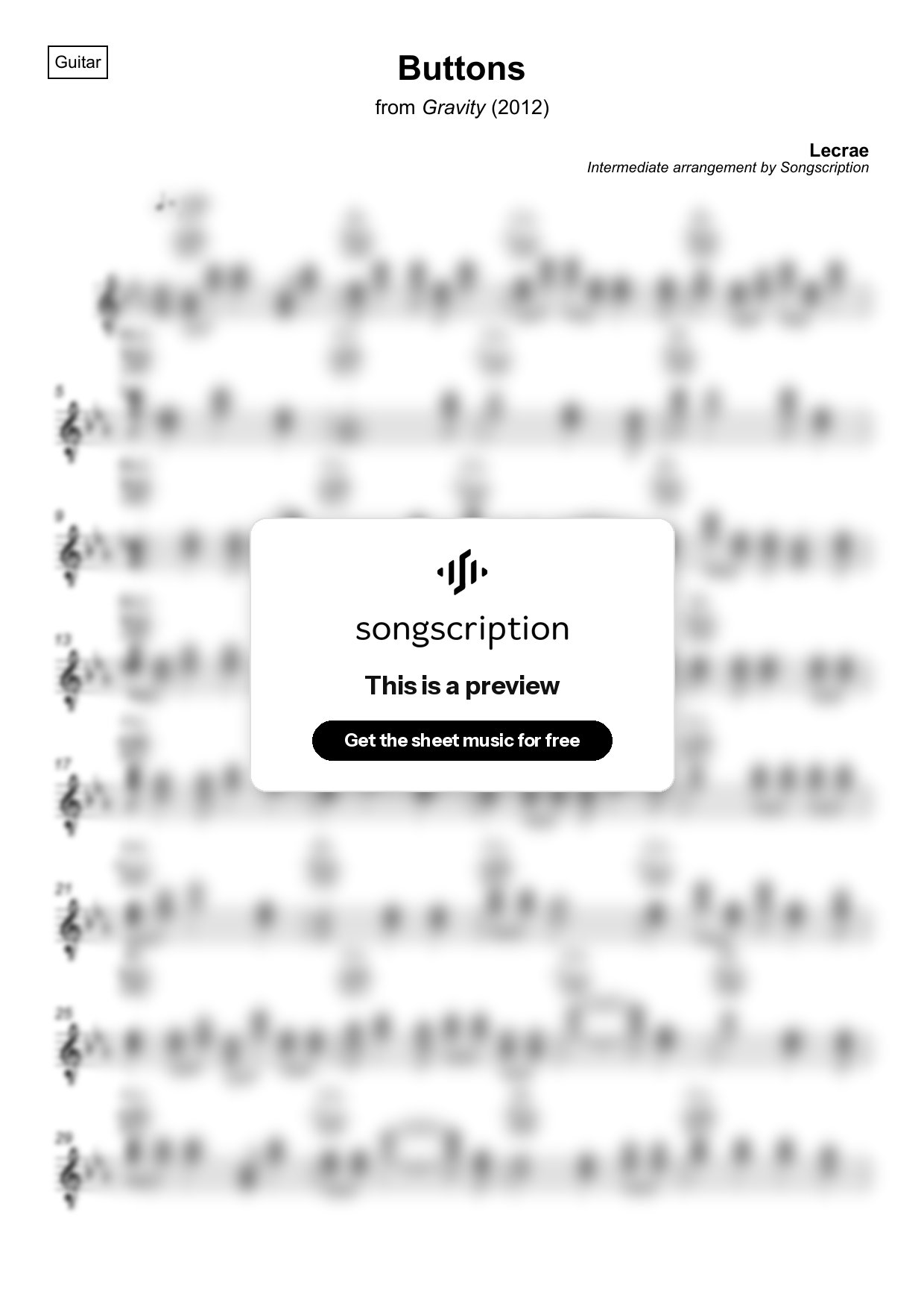 Intermediate Acoustic Guitar Sheet Music for "Buttons" by Lecrae