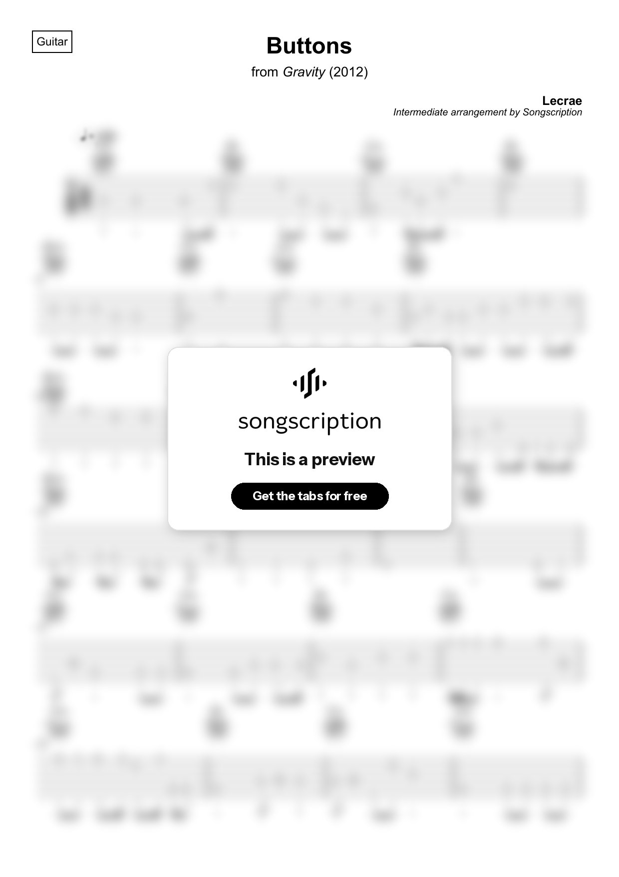 Intermediate Acoustic Guitar Tabs for "Buttons" by Lecrae