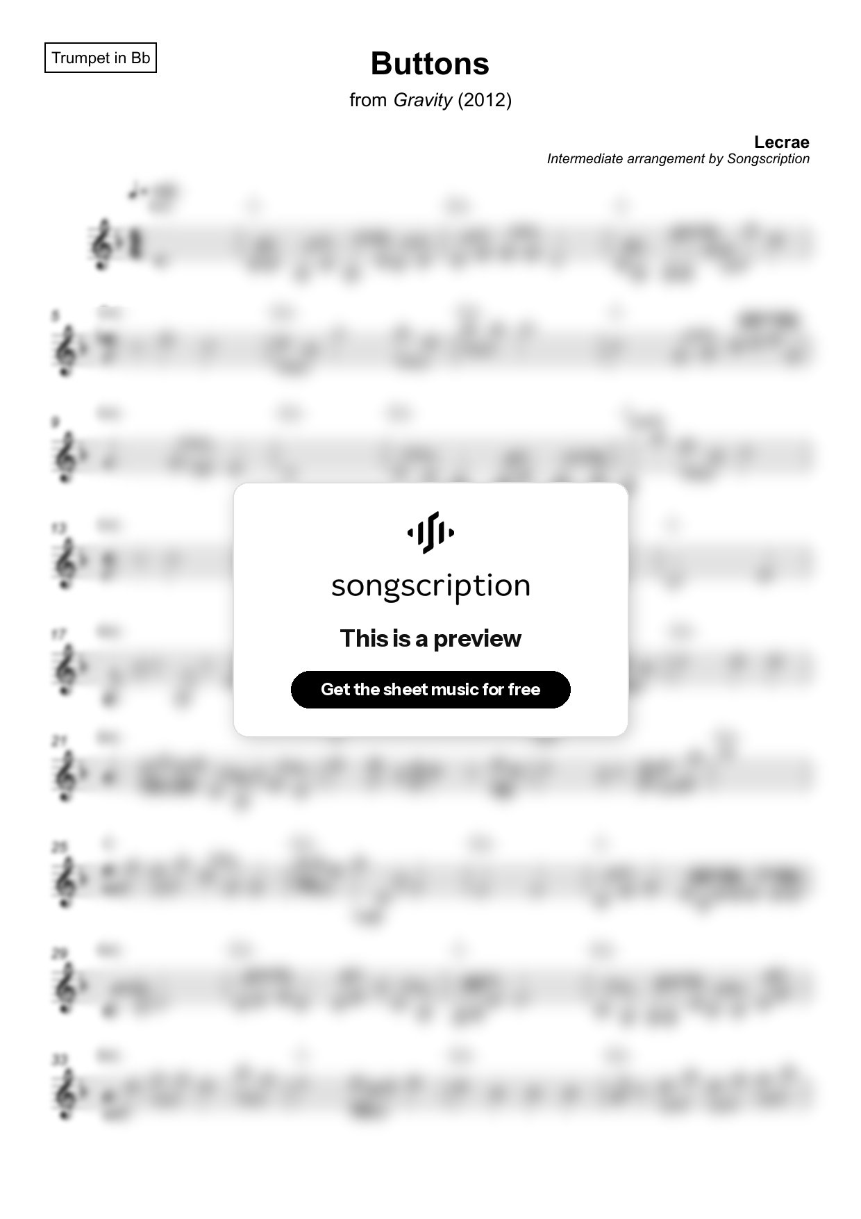 Intermediate Trumpet Sheet Music for "Buttons" by Lecrae