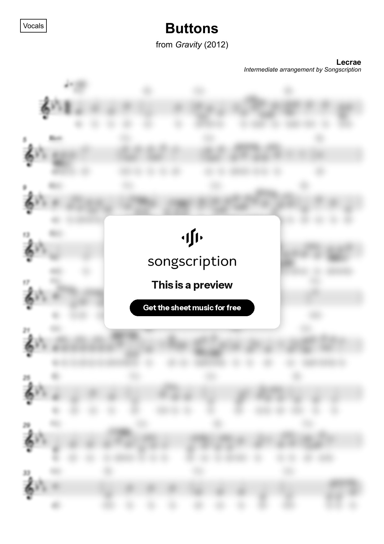 Intermediate Vocals Sheet Music for "Buttons" by Lecrae