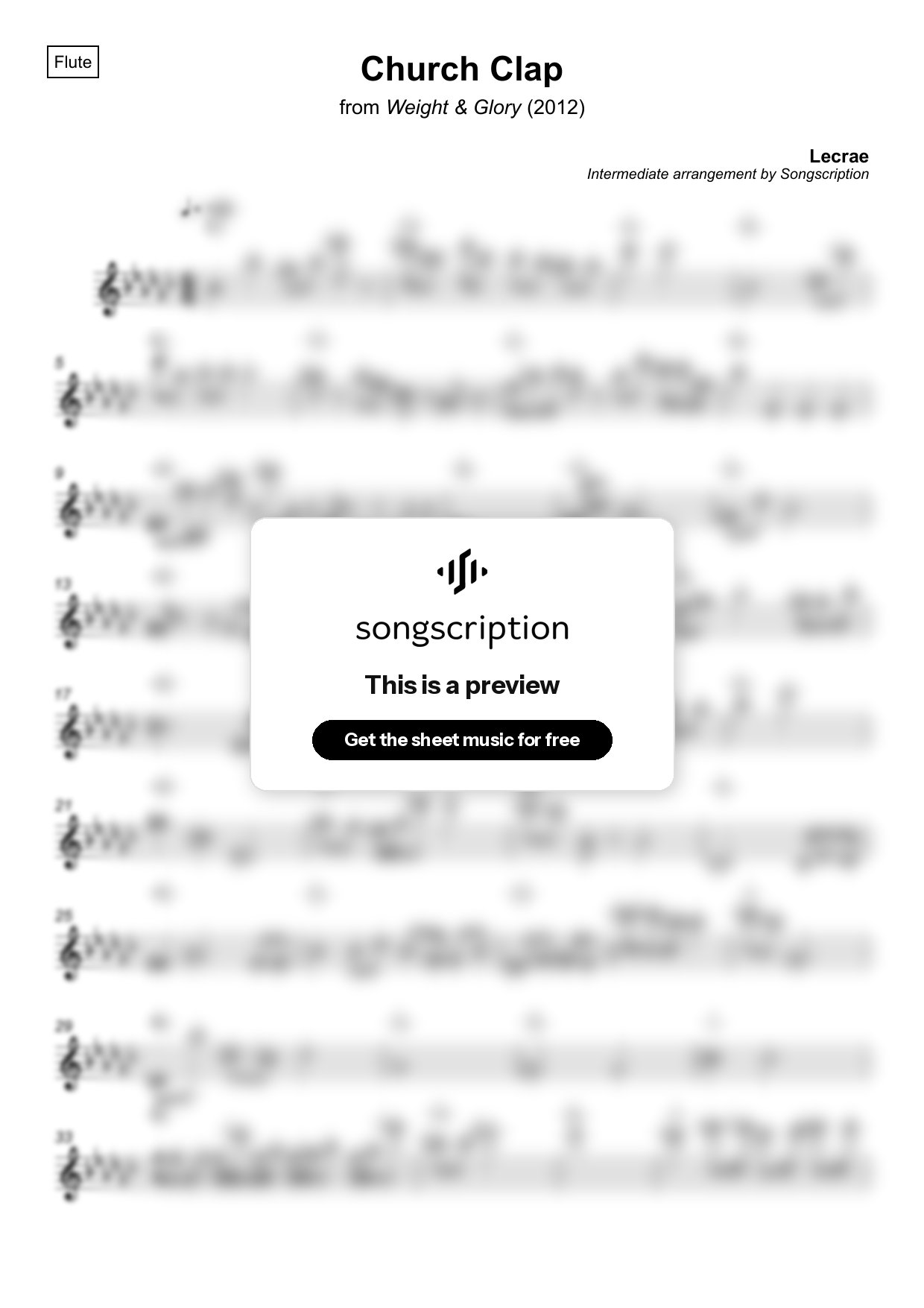 Intermediate Flute Sheet Music for "Church Clap" by Lecrae