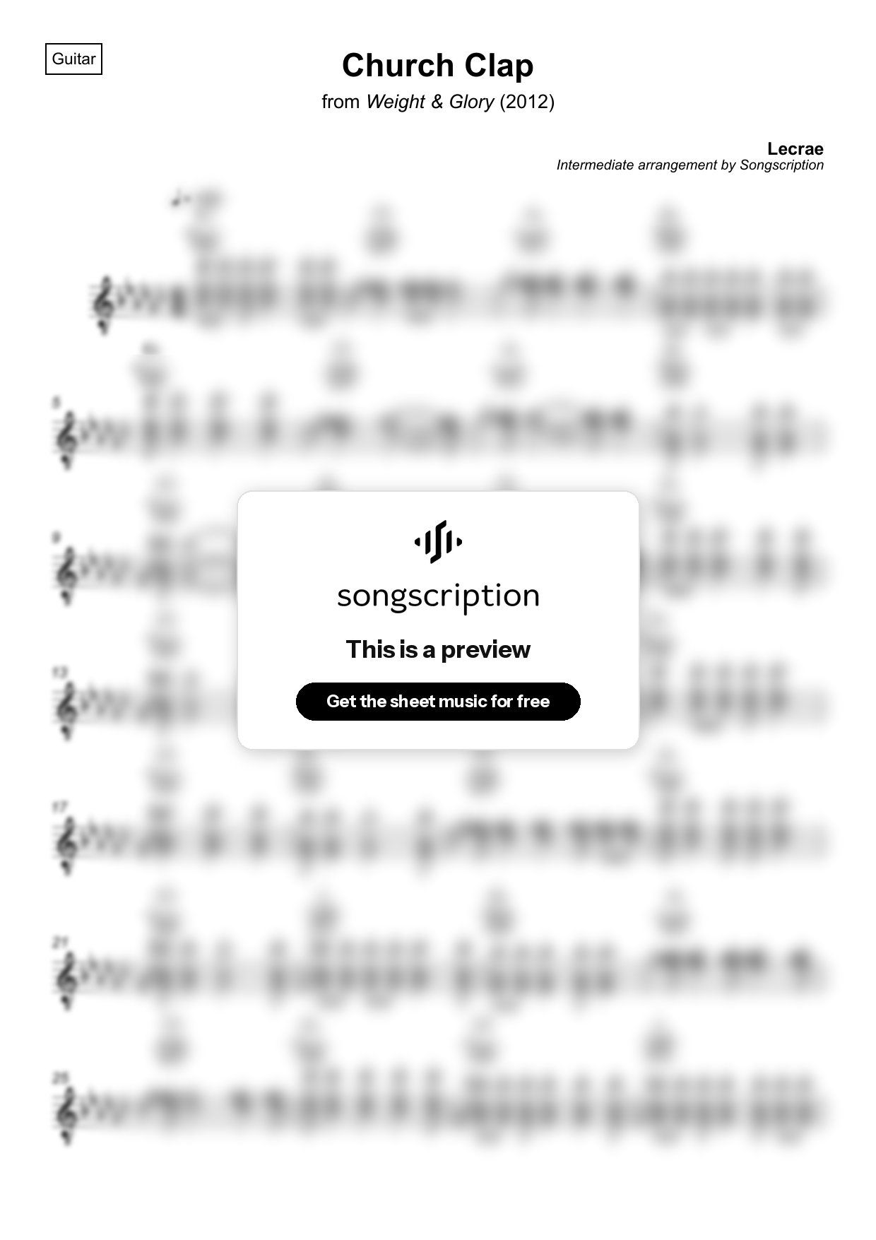 Intermediate Acoustic Guitar Sheet Music for "Church Clap" by Lecrae