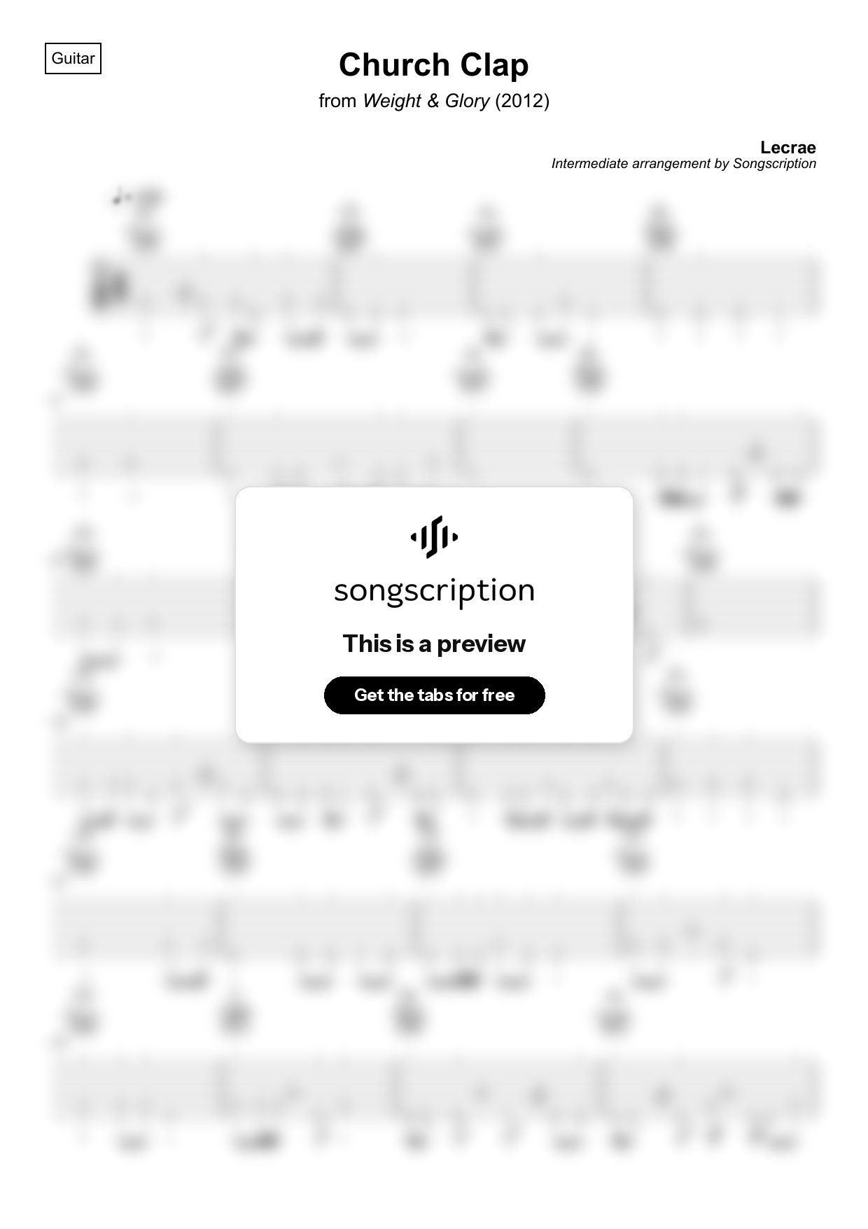Intermediate Acoustic Guitar Tabs for "Church Clap" by Lecrae