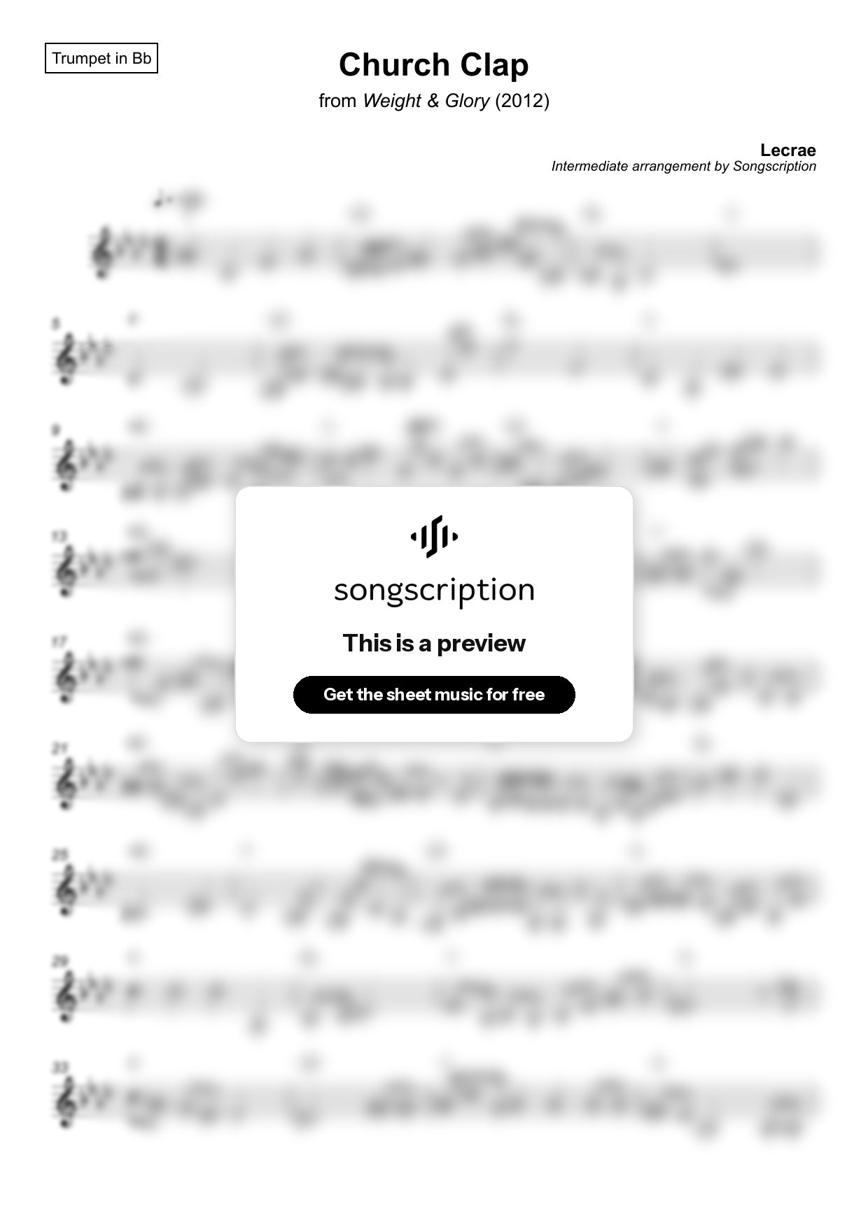 Intermediate Trumpet Sheet Music for "Church Clap" by Lecrae