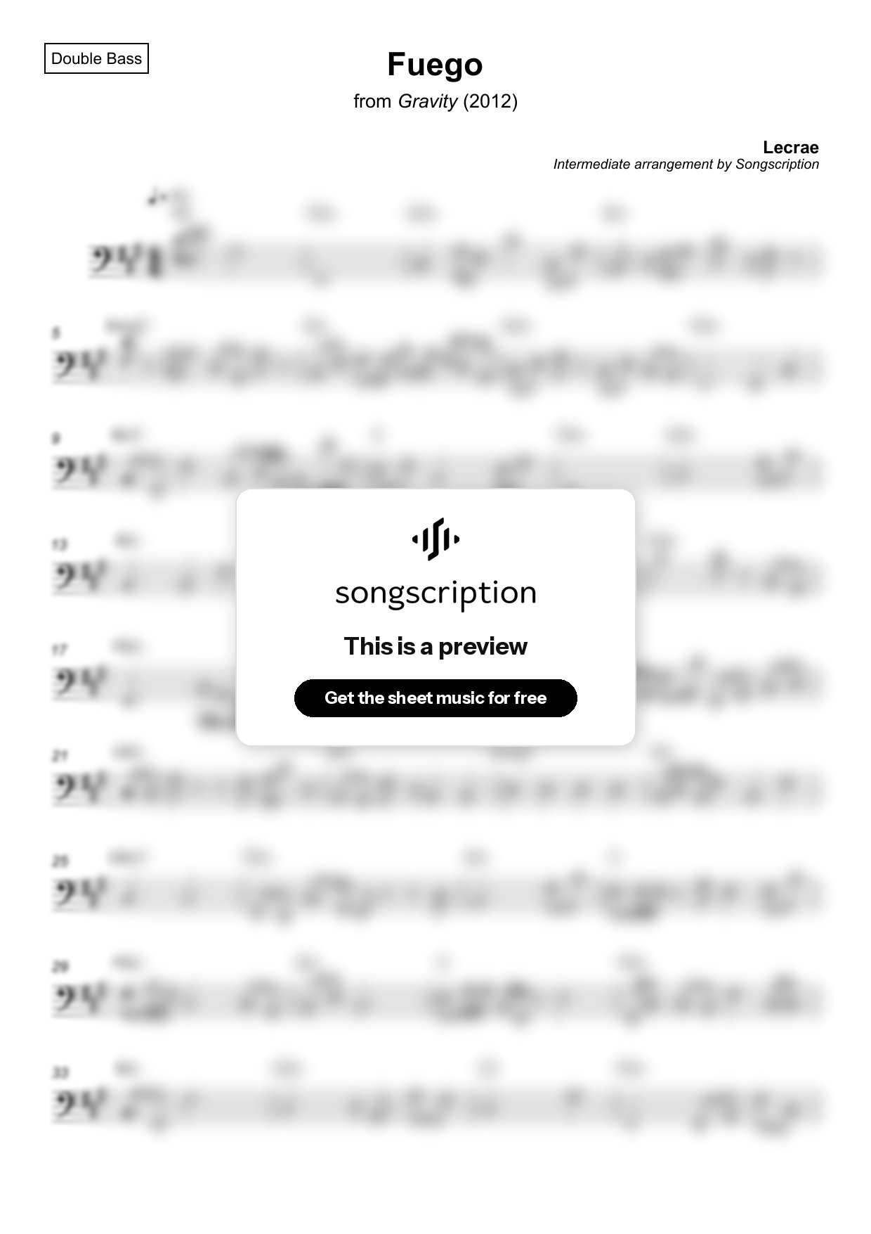 Intermediate Double Bass Sheet Music for "Fuego" by Lecrae