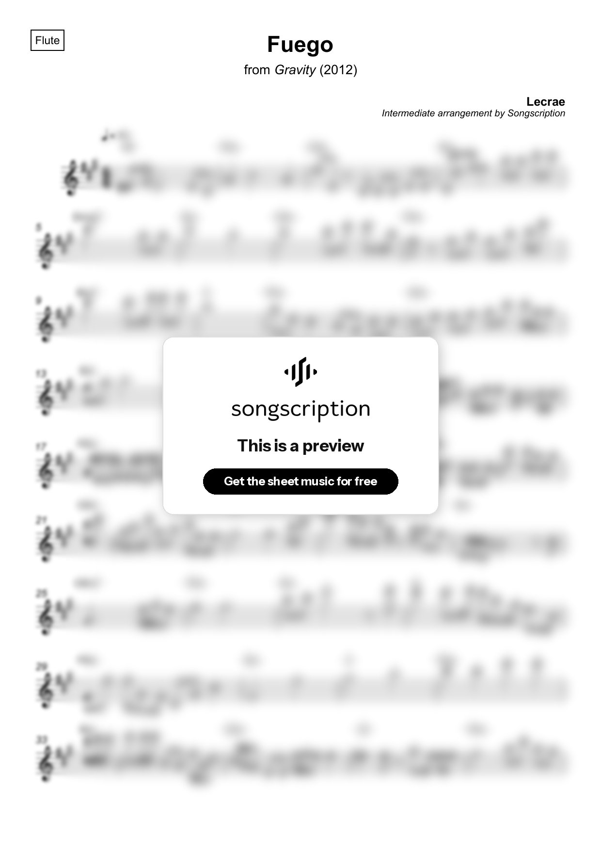 Intermediate Flute Sheet Music for "Fuego" by Lecrae