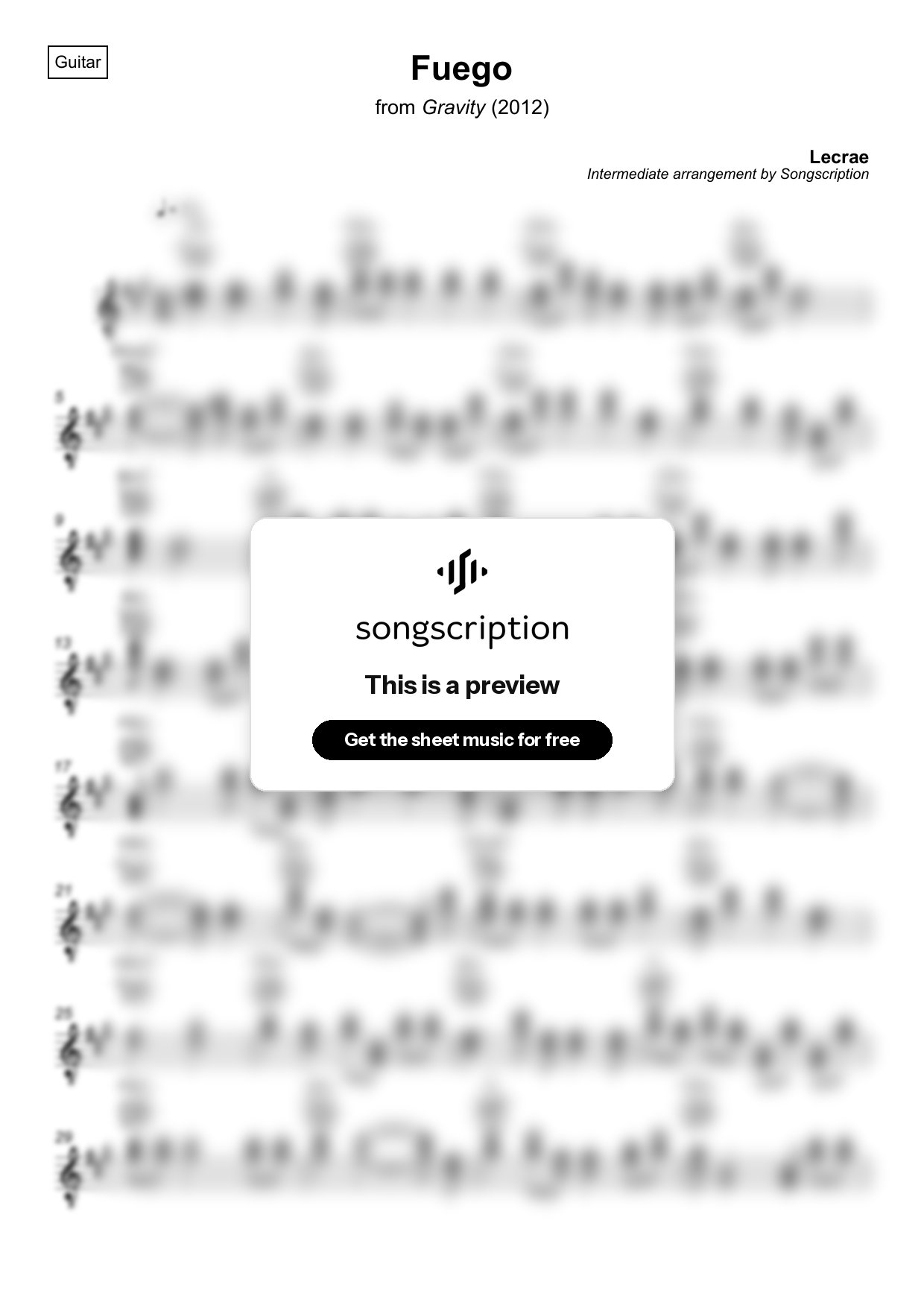 Intermediate Acoustic Guitar Sheet Music for "Fuego" by Lecrae