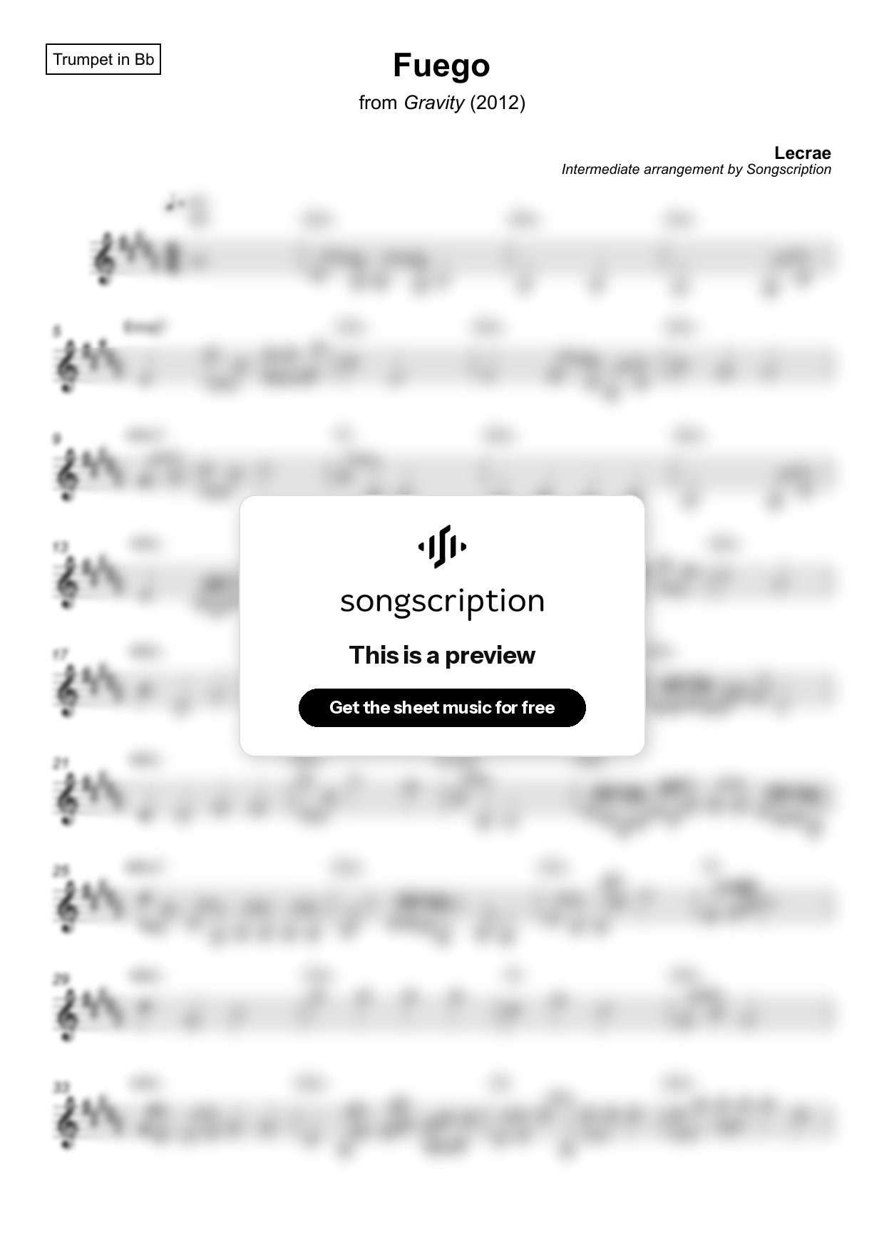 Intermediate Trumpet Sheet Music for "Fuego" by Lecrae