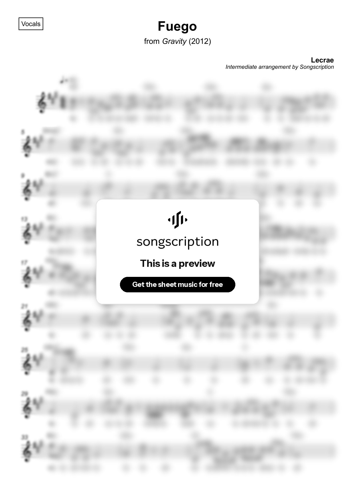 Intermediate Vocals Sheet Music for "Fuego" by Lecrae