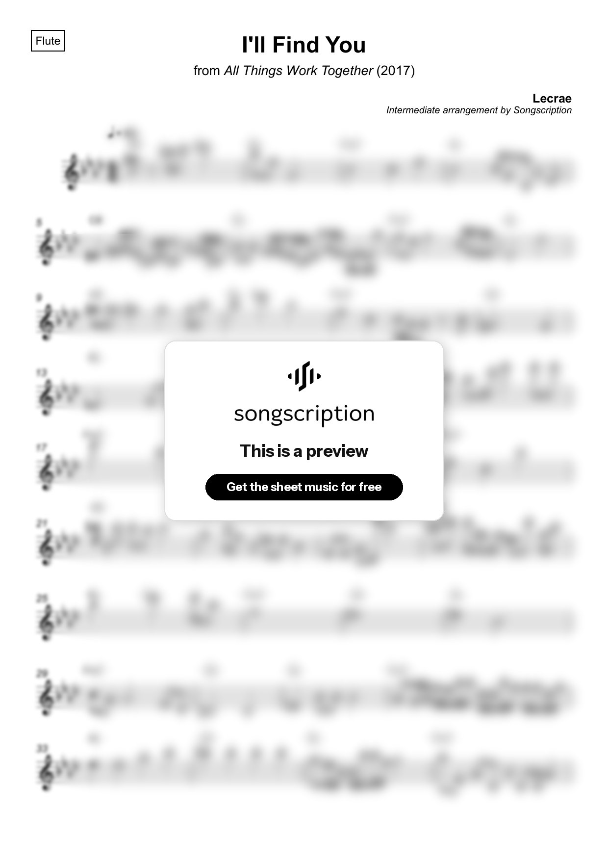 Intermediate Flute Sheet Music for "I'll Find You" by Lecrae
