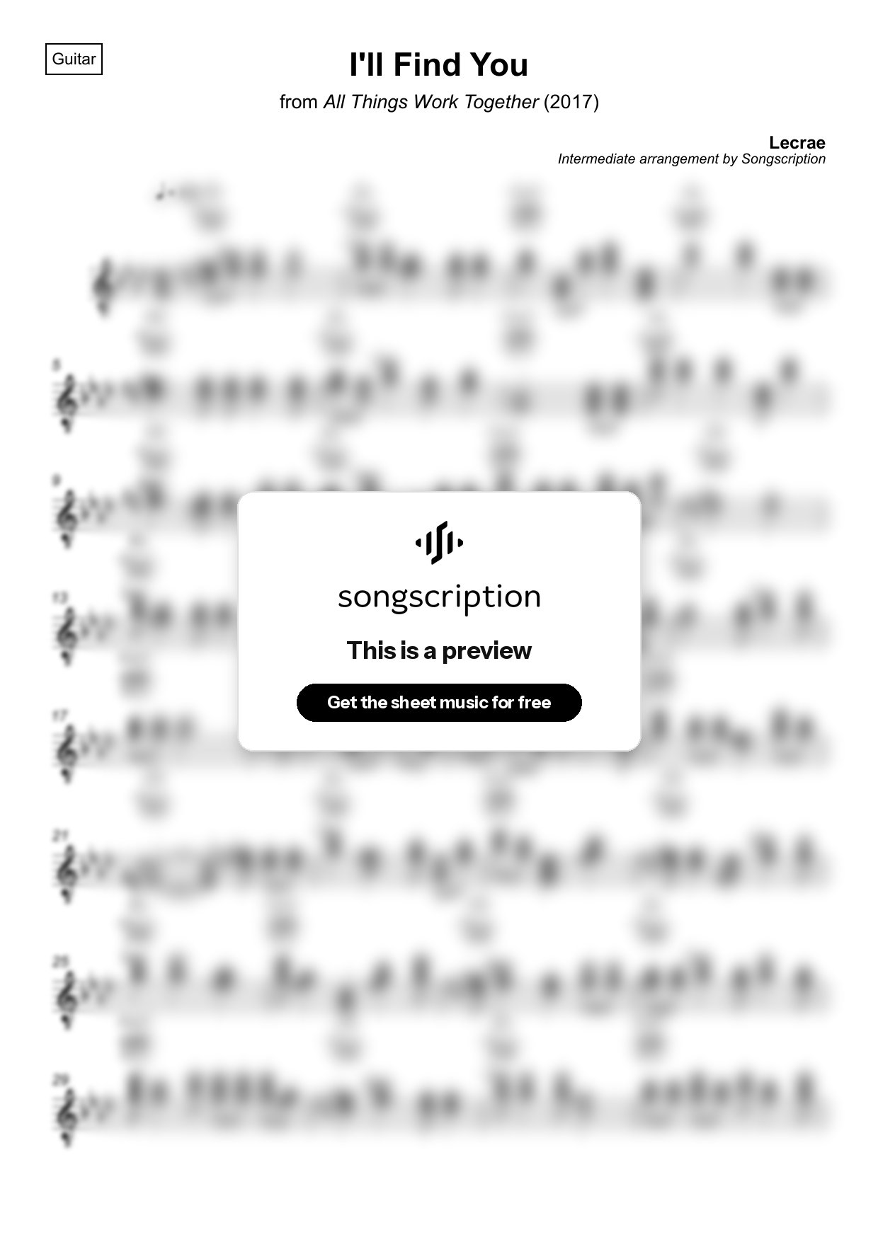 Intermediate Acoustic Guitar Sheet Music for "I'll Find You" by Lecrae