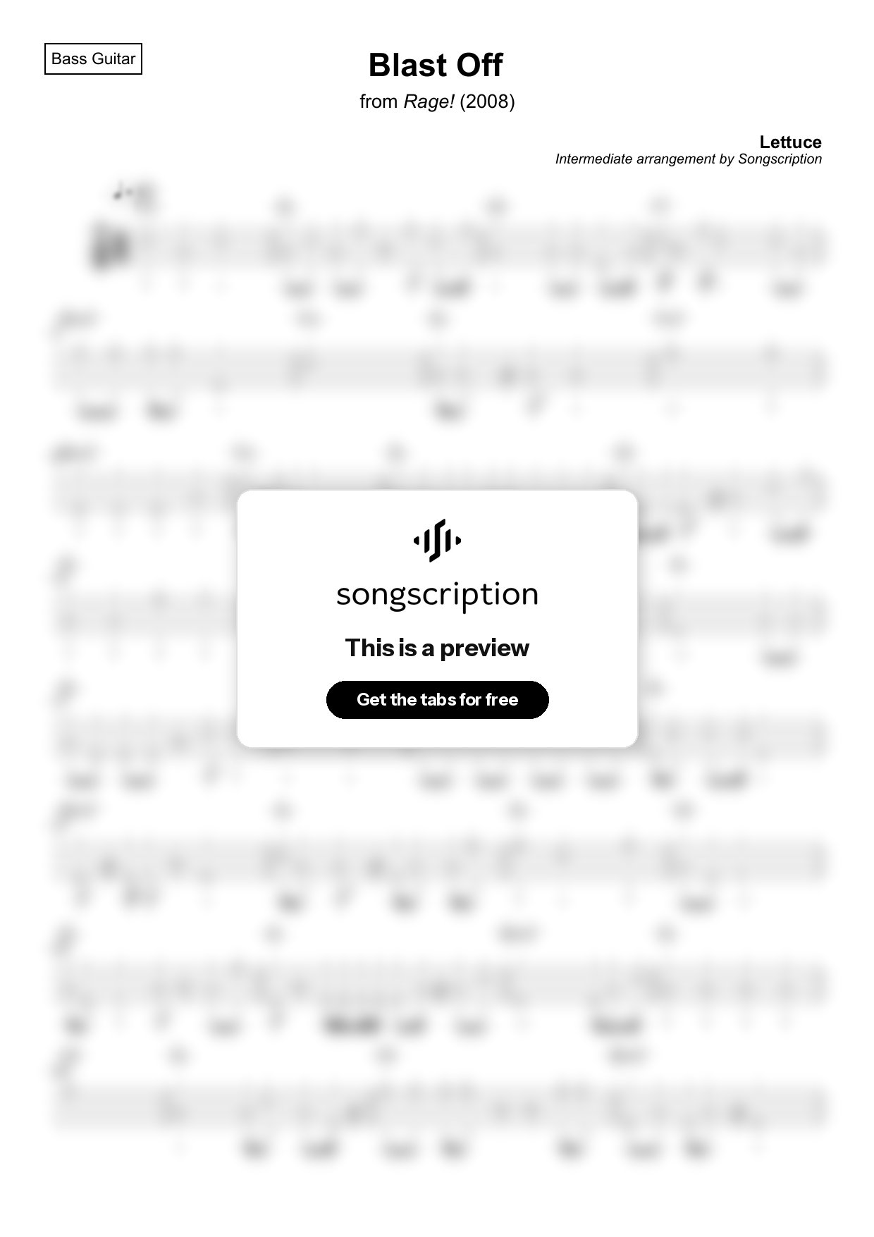 Intermediate Bass Guitar Tabs for "Blast Off" by Lettuce