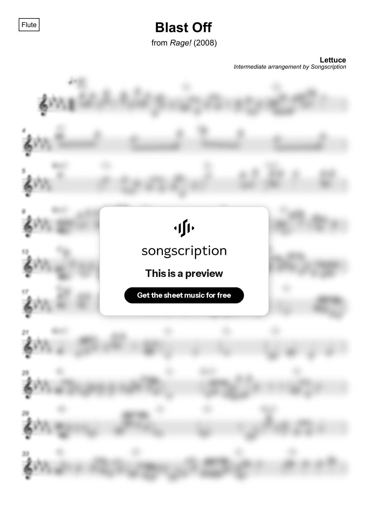Intermediate Flute Sheet Music for "Blast Off" by Lettuce