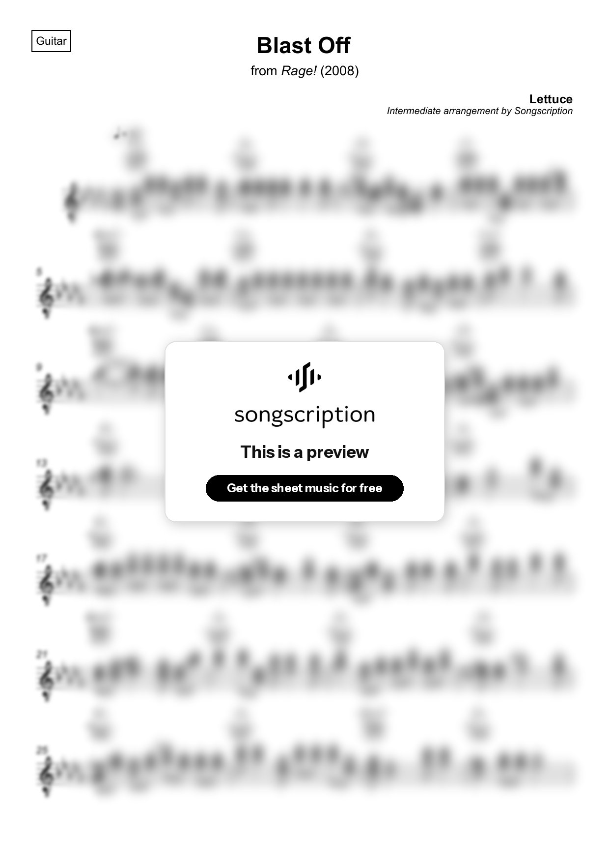 Intermediate Acoustic Guitar Sheet Music for "Blast Off" by Lettuce