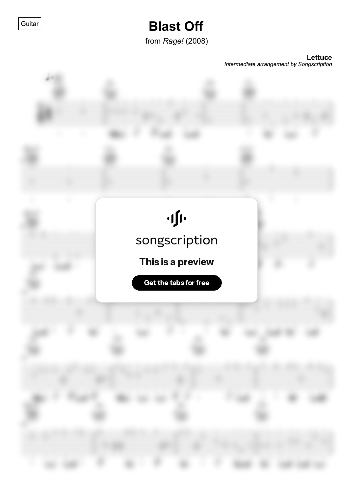 Intermediate Acoustic Guitar Tabs for "Blast Off" by Lettuce