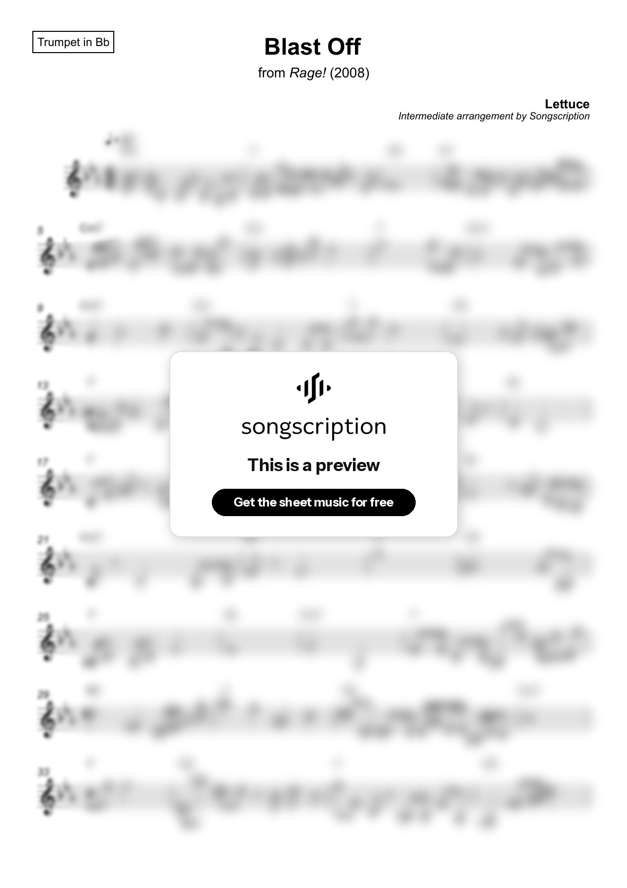 Intermediate Trumpet Sheet Music for "Blast Off" by Lettuce