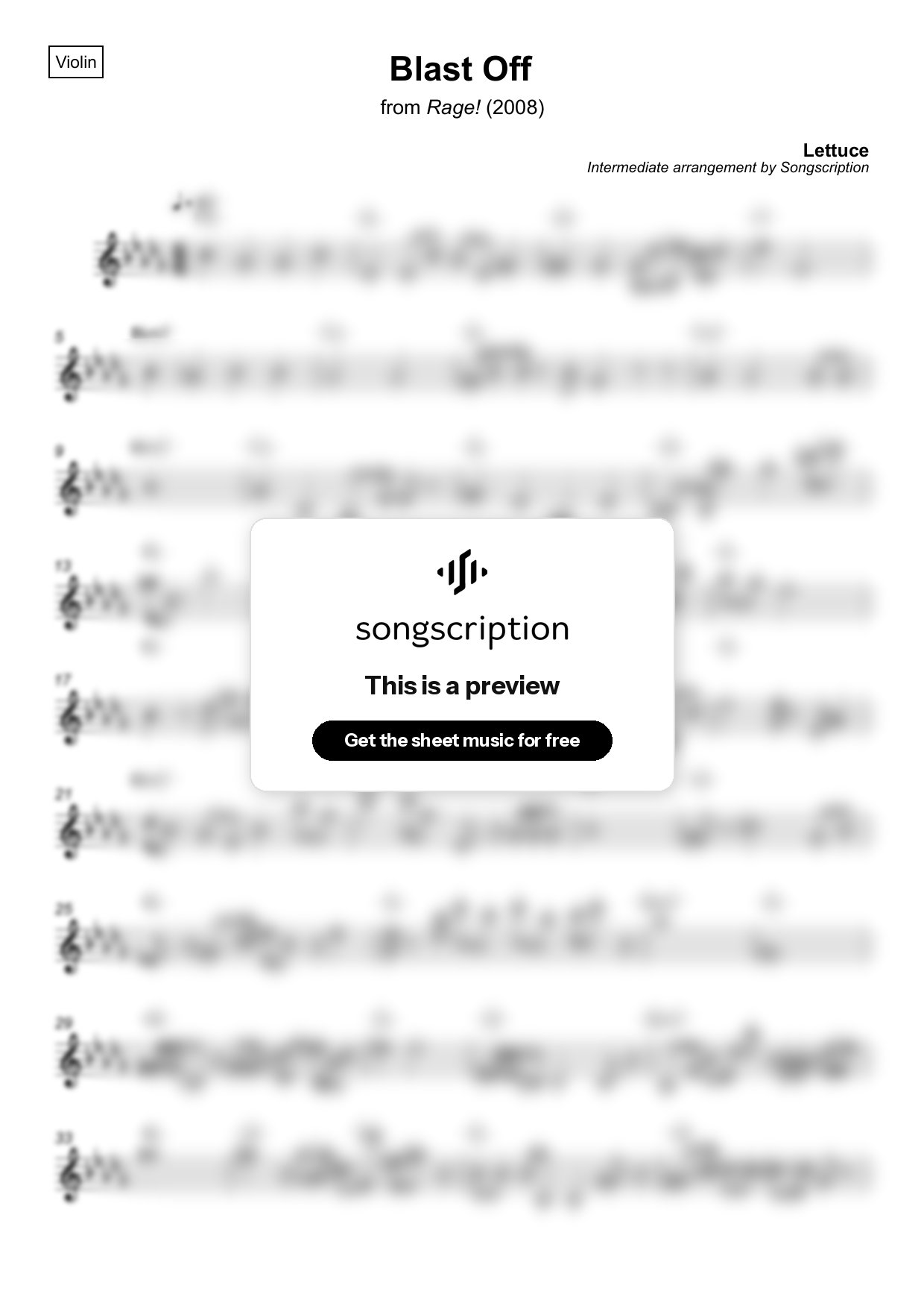 Intermediate Violin Sheet Music for "Blast Off" by Lettuce