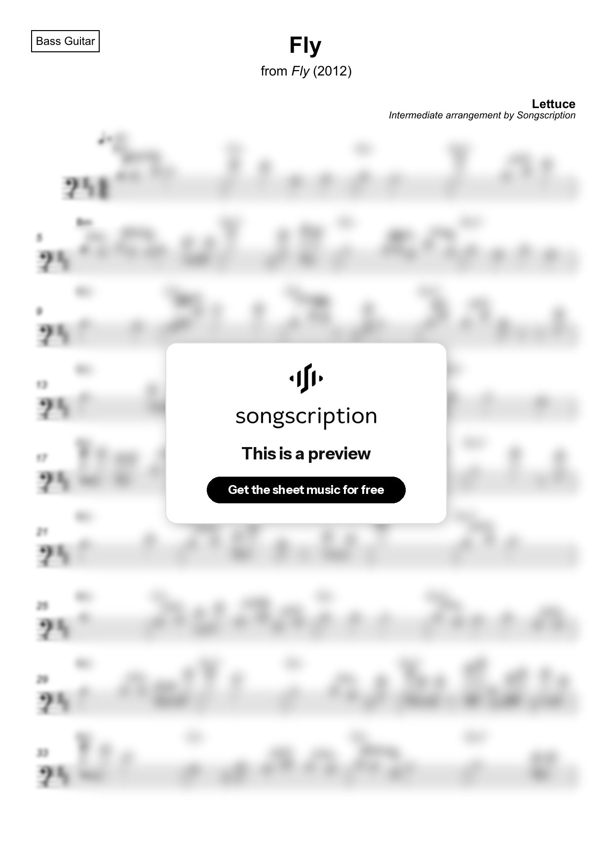 Intermediate Bass Guitar Sheet Music for "Fly" by Lettuce