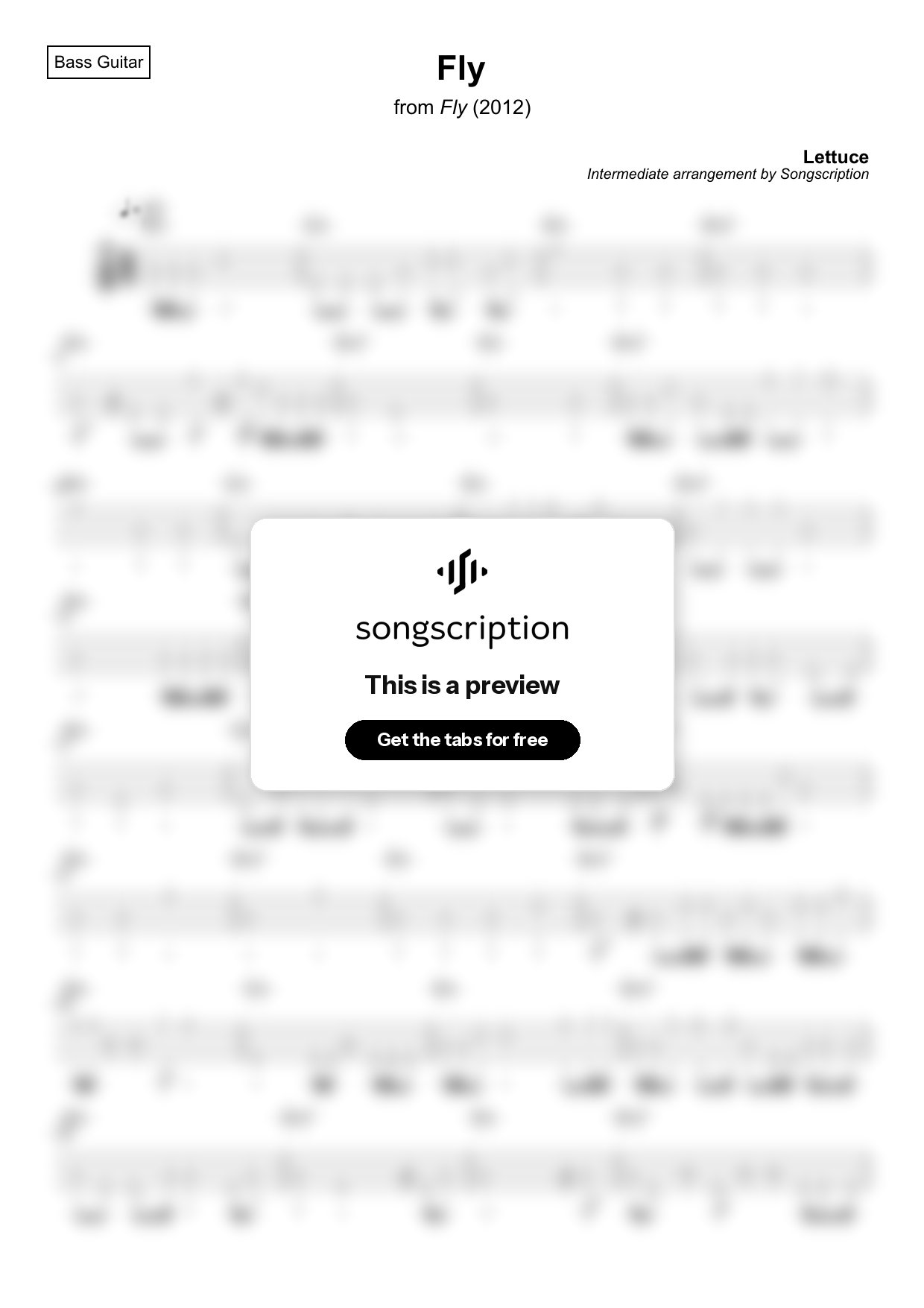Intermediate Bass Guitar Tabs for "Fly" by Lettuce