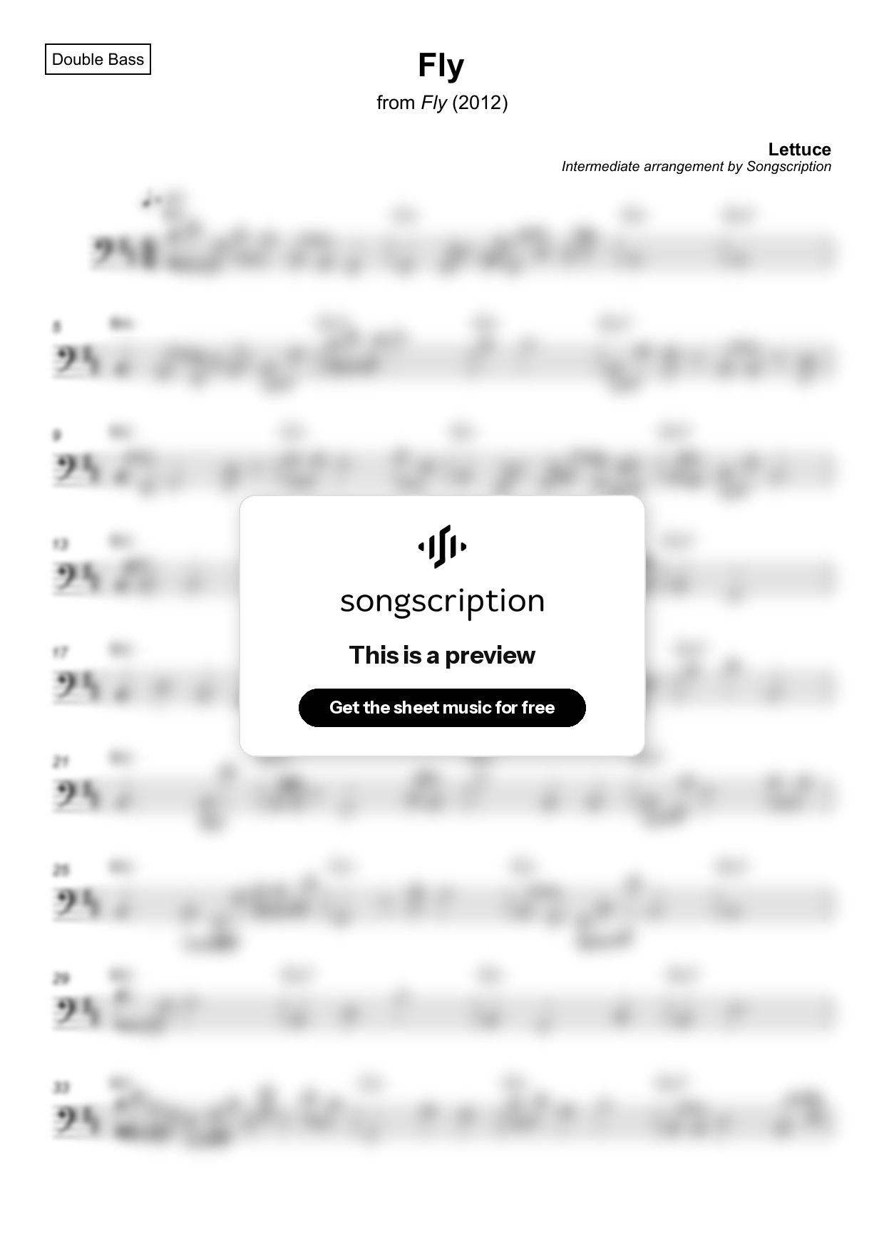 Intermediate Double Bass Sheet Music for "Fly" by Lettuce