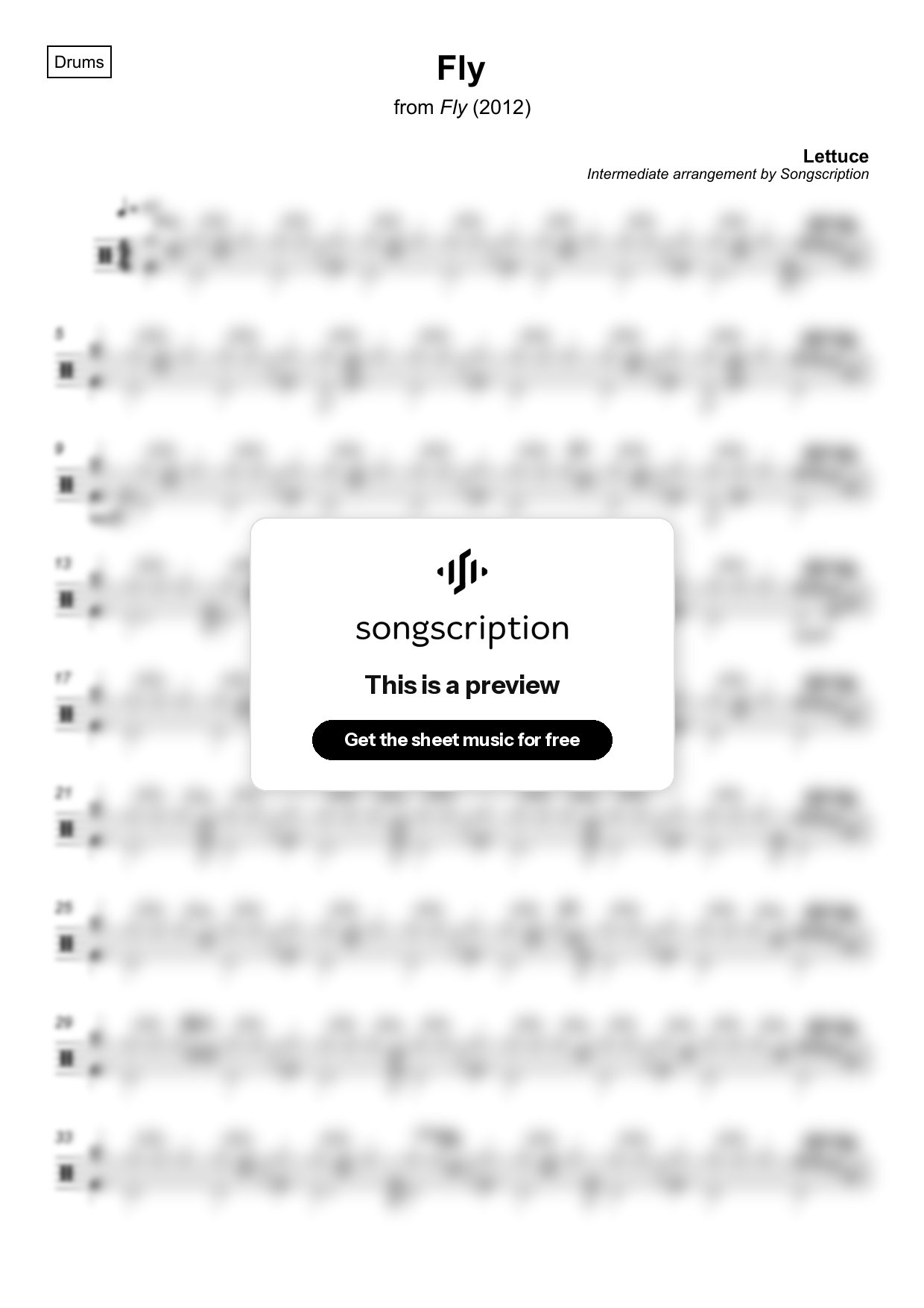 Intermediate Drums Sheet Music for "Fly" by Lettuce