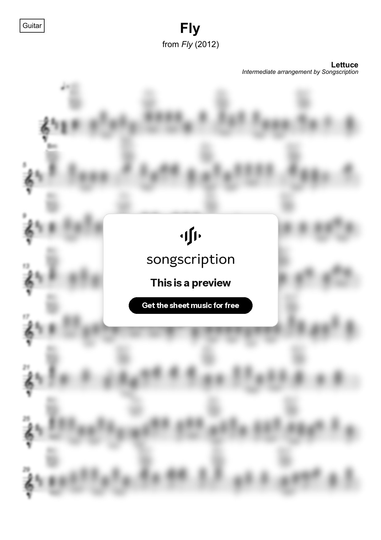 Intermediate Acoustic Guitar Sheet Music for "Fly" by Lettuce