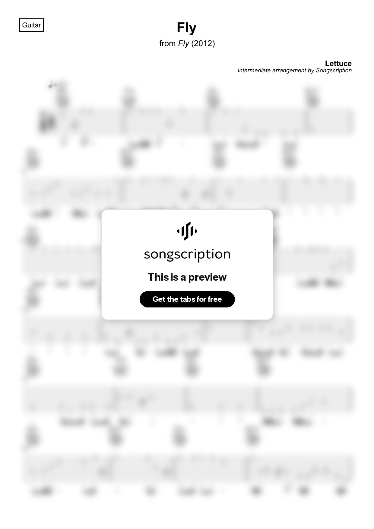Intermediate Acoustic Guitar Tabs for "Fly" by Lettuce