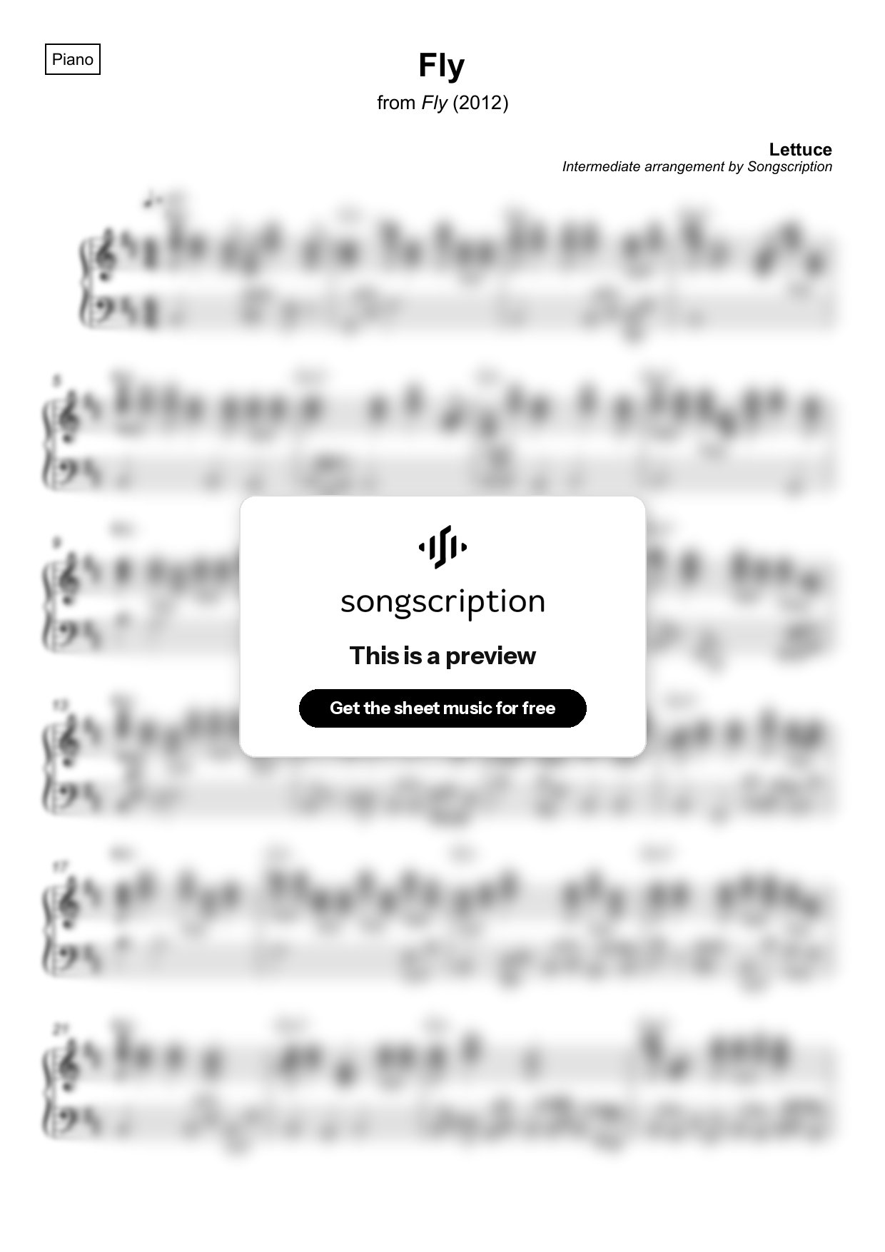 Intermediate Piano Sheet Music for "Fly" by Lettuce