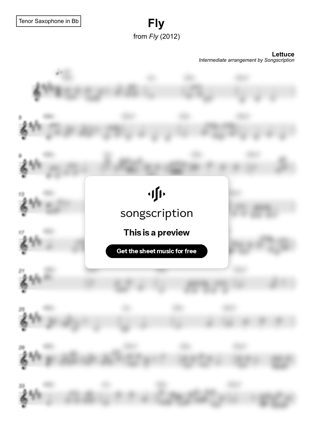 Intermediate Tenor Sax Sheet Music for "Fly" by Lettuce