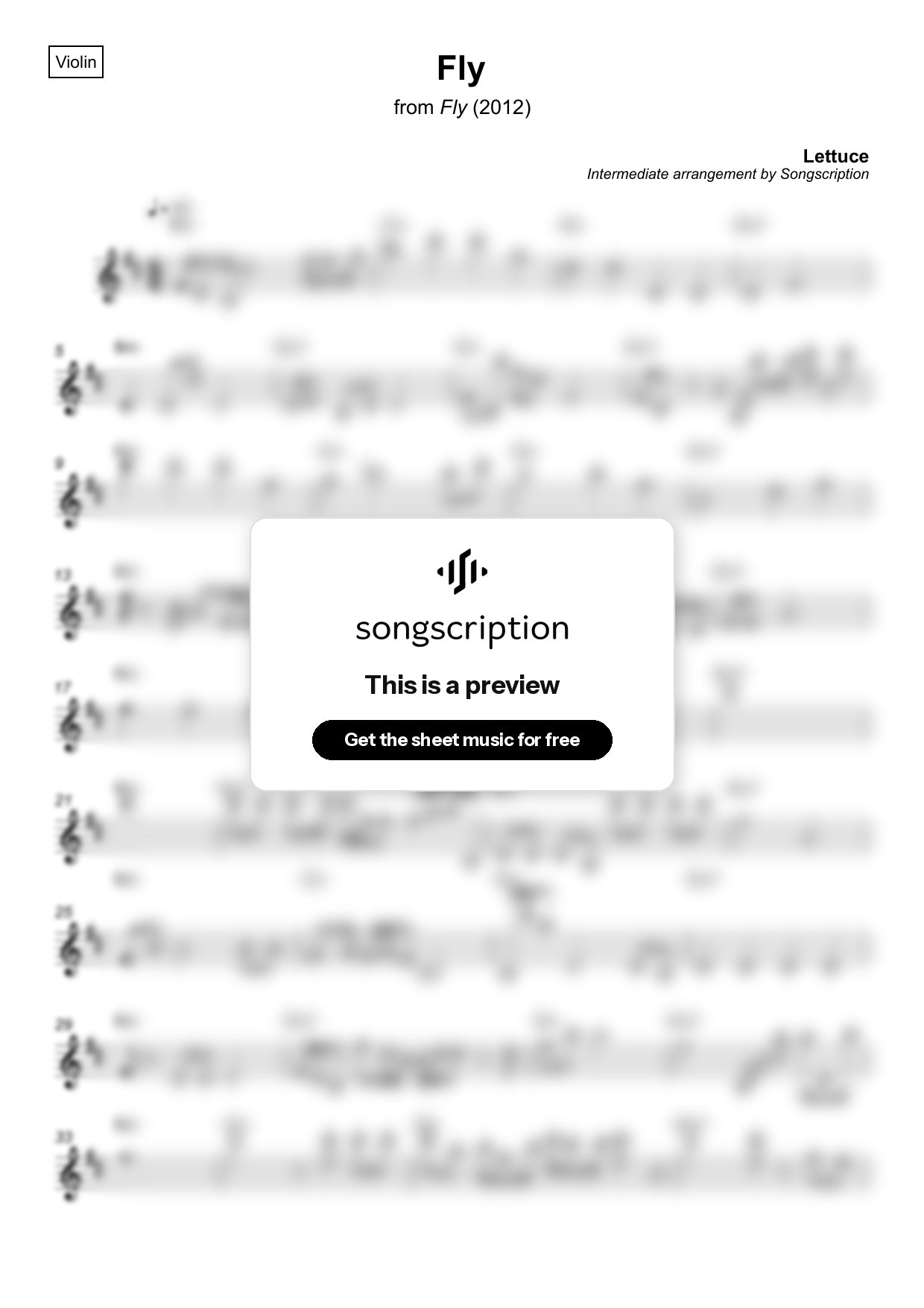 Intermediate Violin Sheet Music for "Fly" by Lettuce