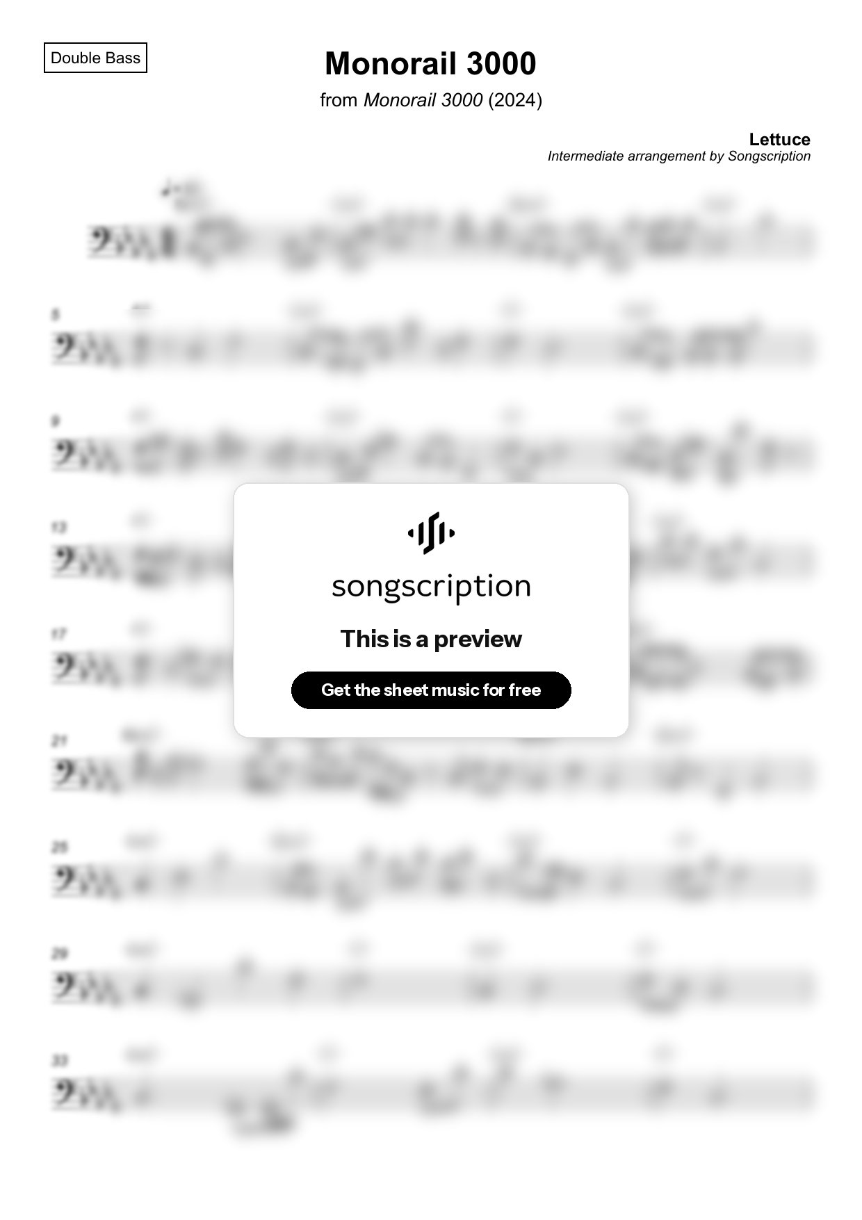 Intermediate Double Bass Sheet Music for "Monorail 3000" by Lettuce