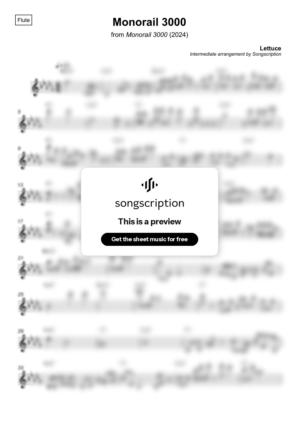 Intermediate Flute Sheet Music for "Monorail 3000" by Lettuce