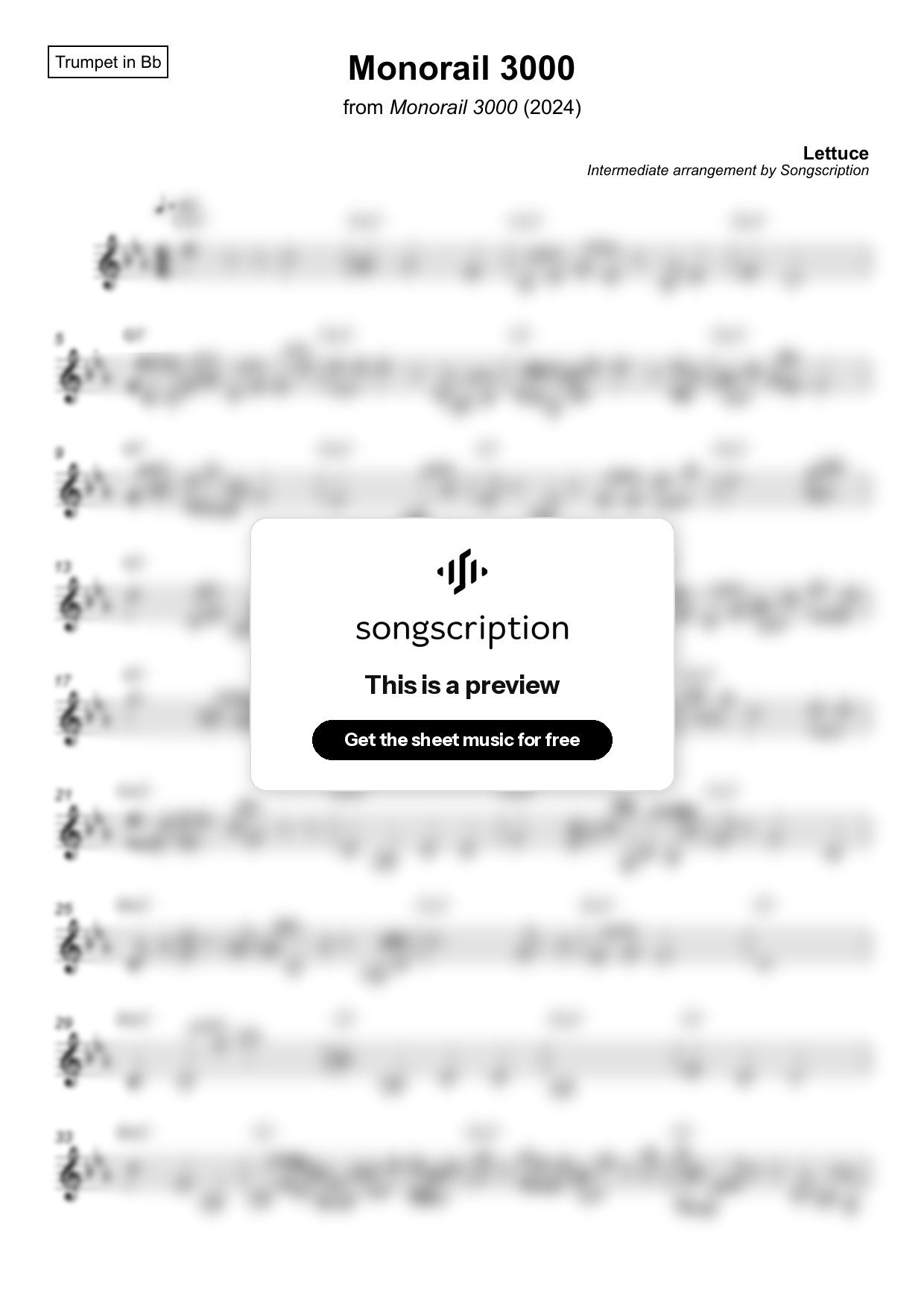 Intermediate Trumpet Sheet Music for "Monorail 3000" by Lettuce