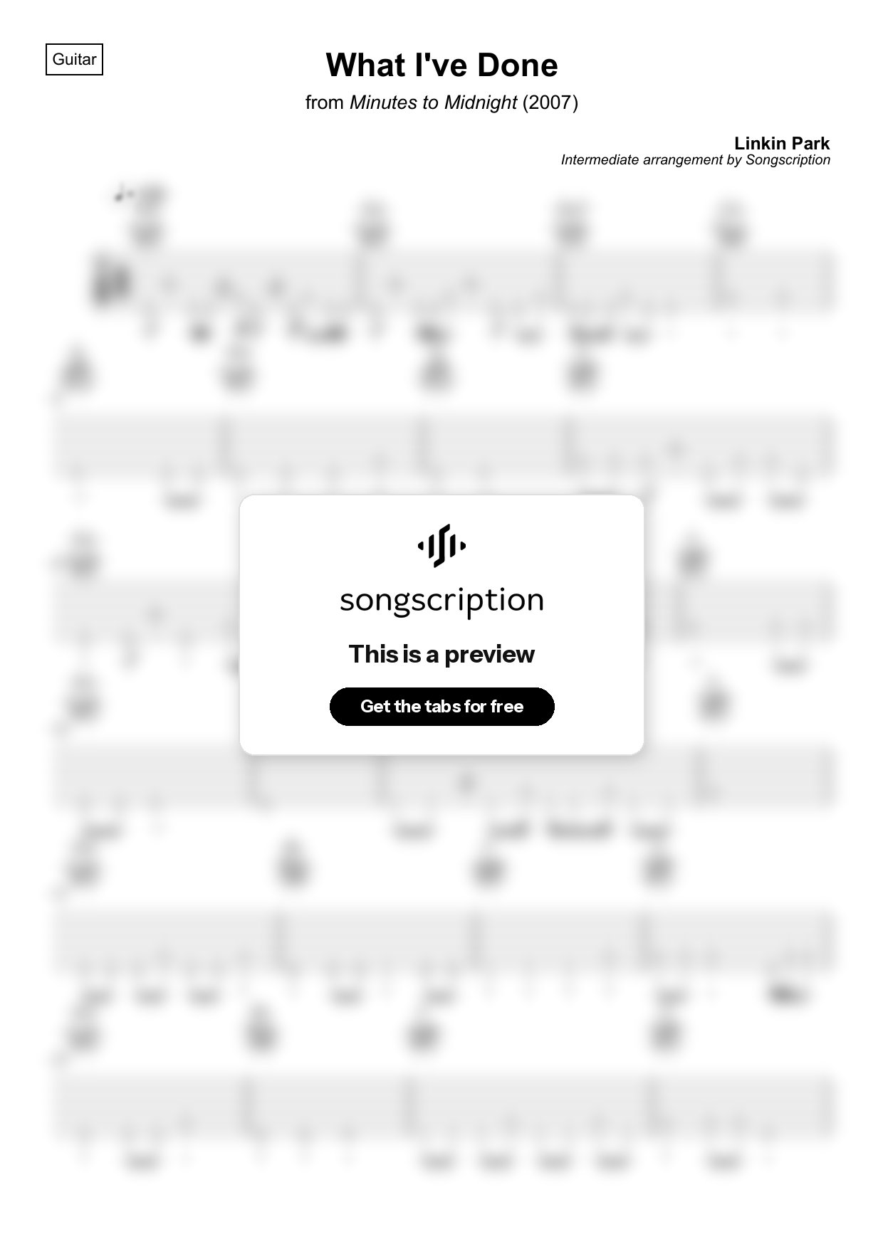Intermediate Acoustic Guitar Tabs for "What I've Done" by Linkin Park