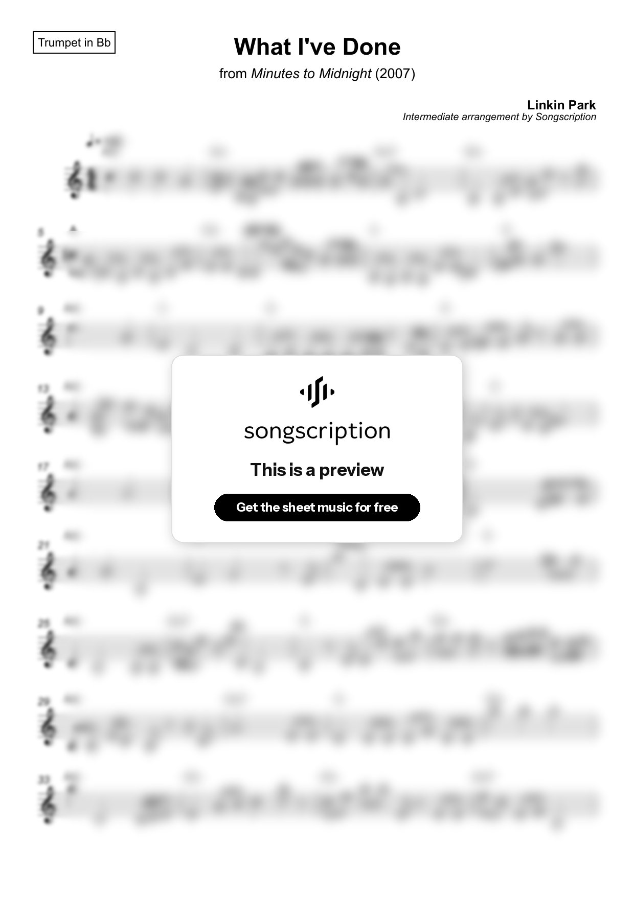 Intermediate Trumpet Sheet Music for "What I've Done" by Linkin Park