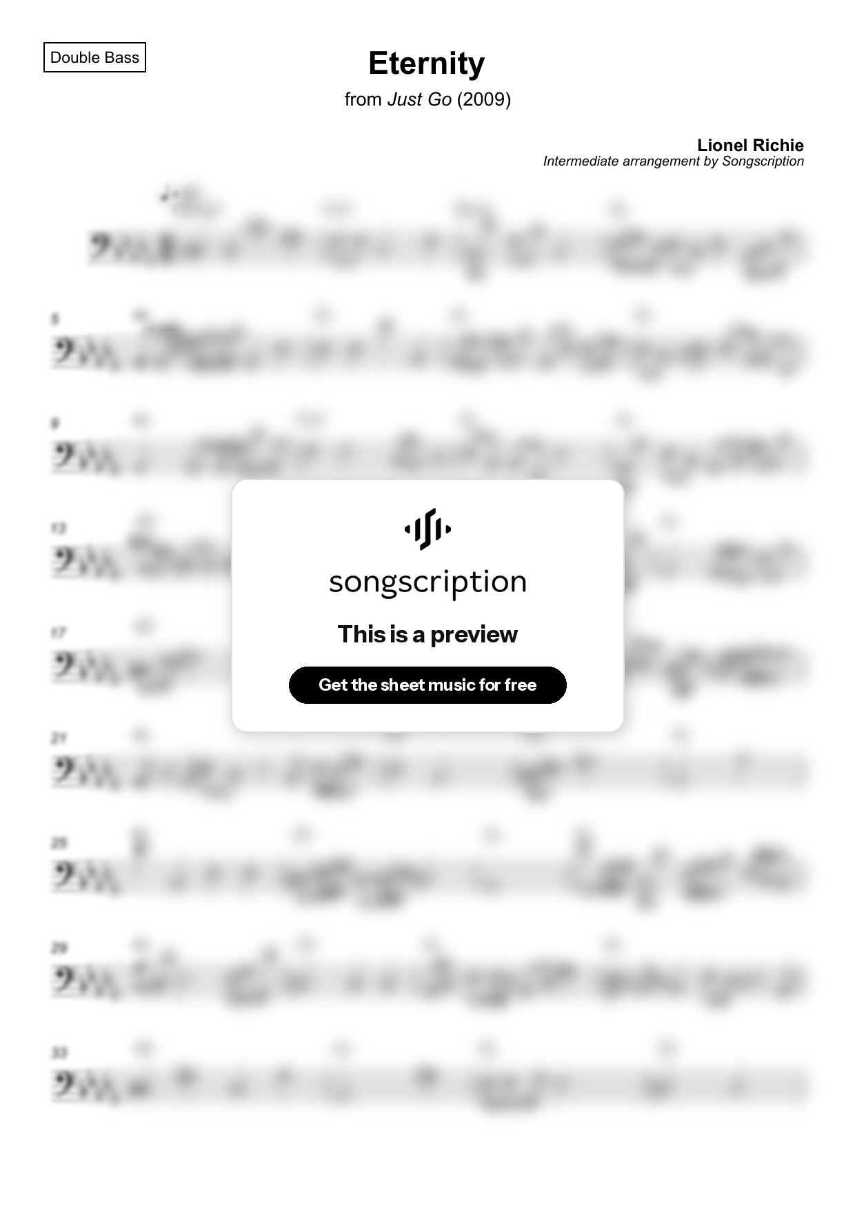 Intermediate Double Bass Sheet Music for "Eternity" by Lionel Richie