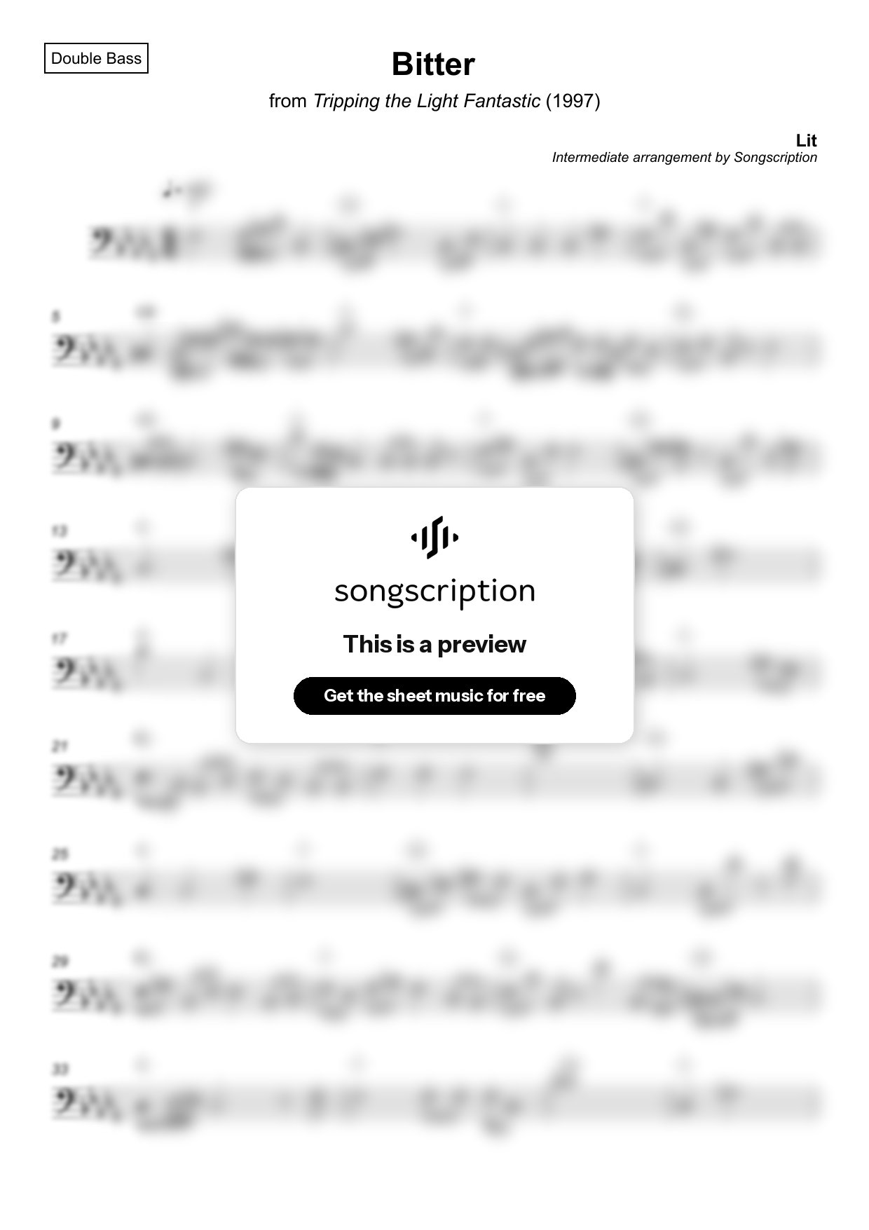 Intermediate Double Bass Sheet Music for "Bitter" by Lit