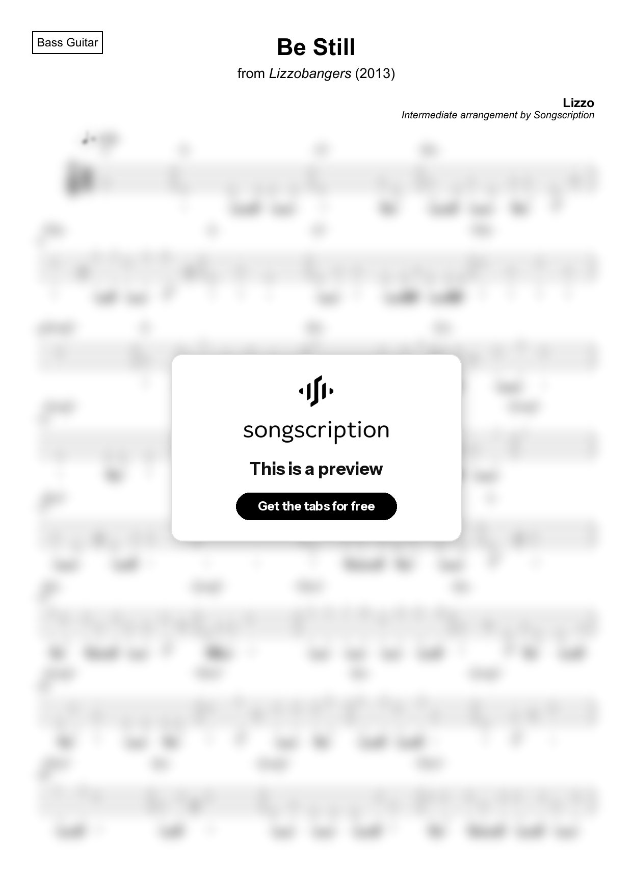 Intermediate Bass Guitar Tabs for "Be Still" by Lizzo