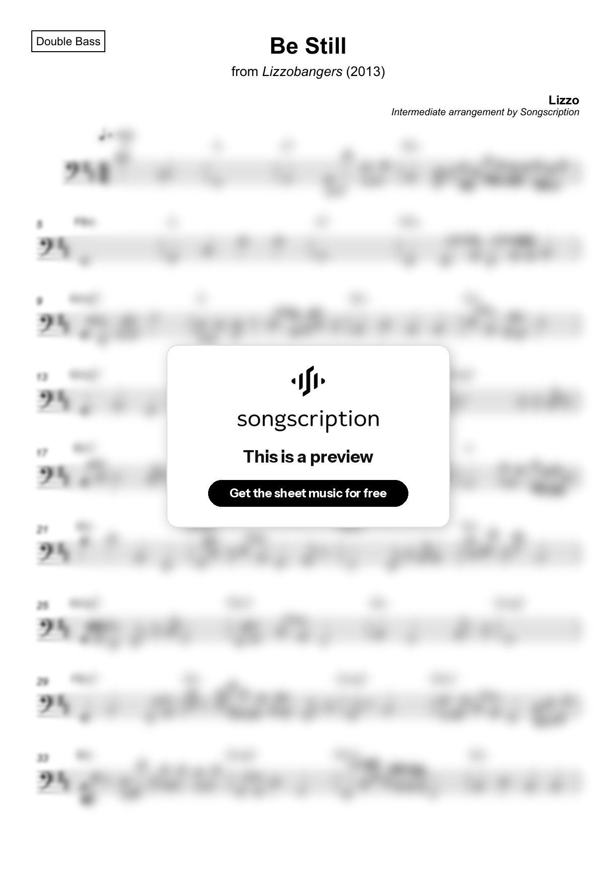 Intermediate Double Bass Sheet Music for "Be Still" by Lizzo