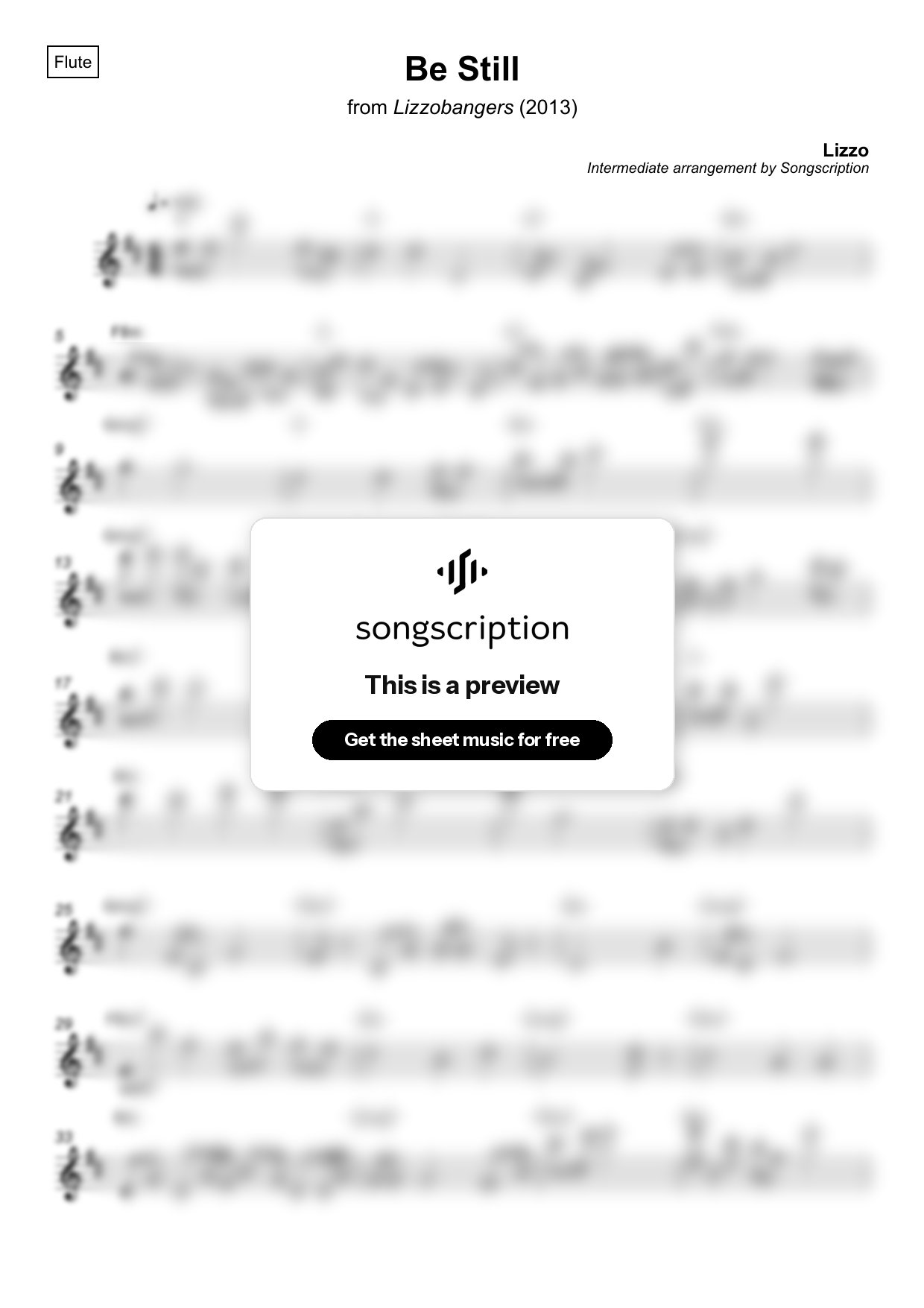 Intermediate Flute Sheet Music for "Be Still" by Lizzo