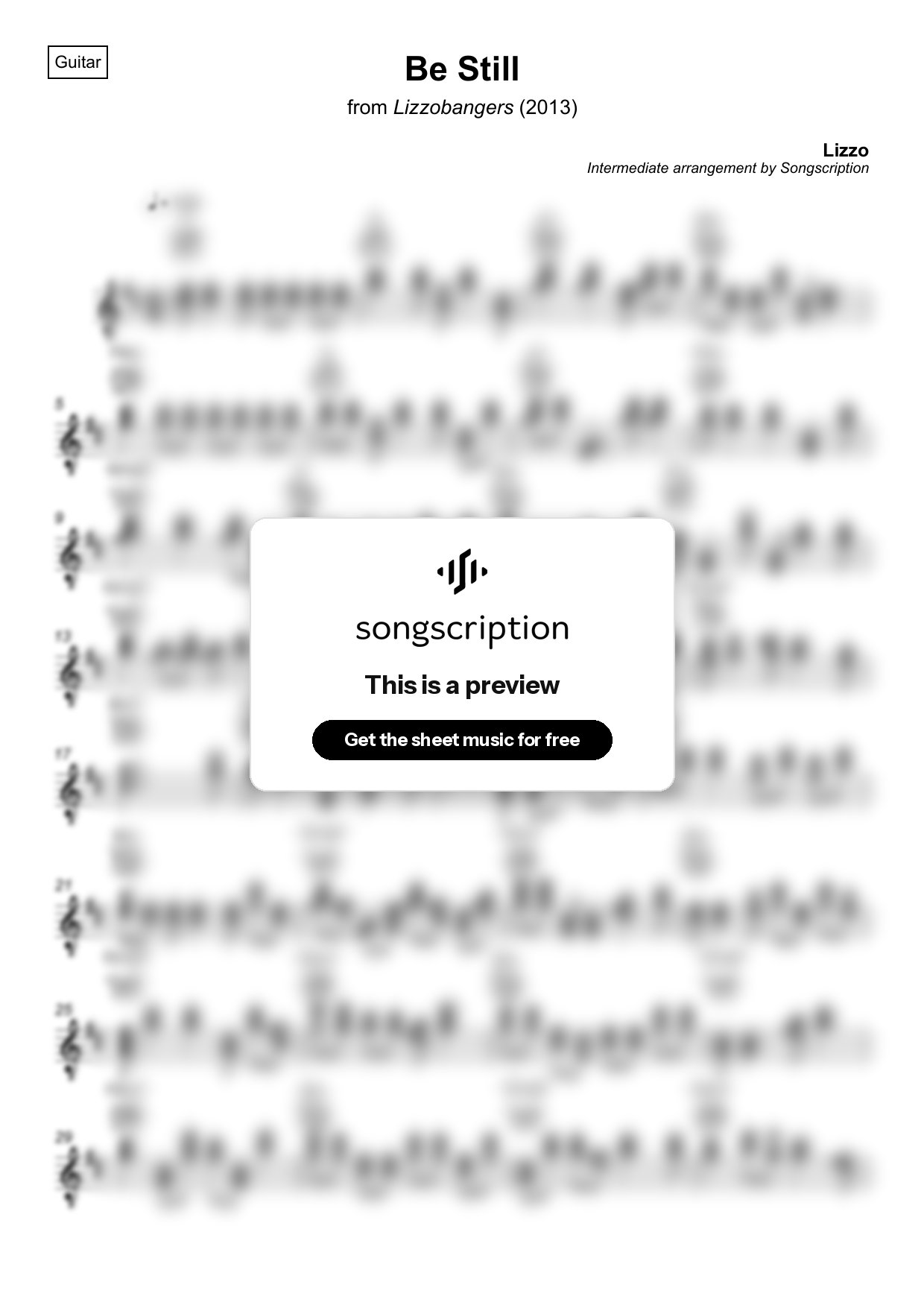 Intermediate Acoustic Guitar Sheet Music for "Be Still" by Lizzo